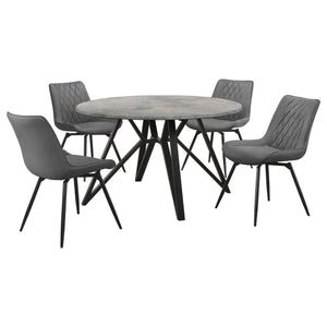 Neil 5-piece Round Dining Table Set Concrete Gunmetal