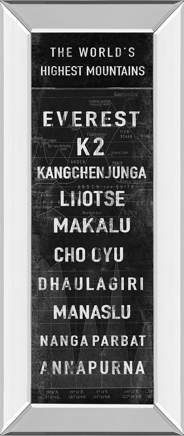 The Highest Mountains By  The Vintage Collection 18X42 Mirror Frame Print