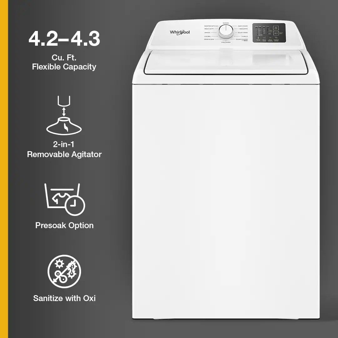 Package - Whirlpool - 4.2-4.3 Cu. Ft. High-Efficiency Top Load Washer with 2-in-1 Removable Agitator and 7.0 Cu. Ft. Gas Dryer with Adaptive Dry - Vented Matching - White