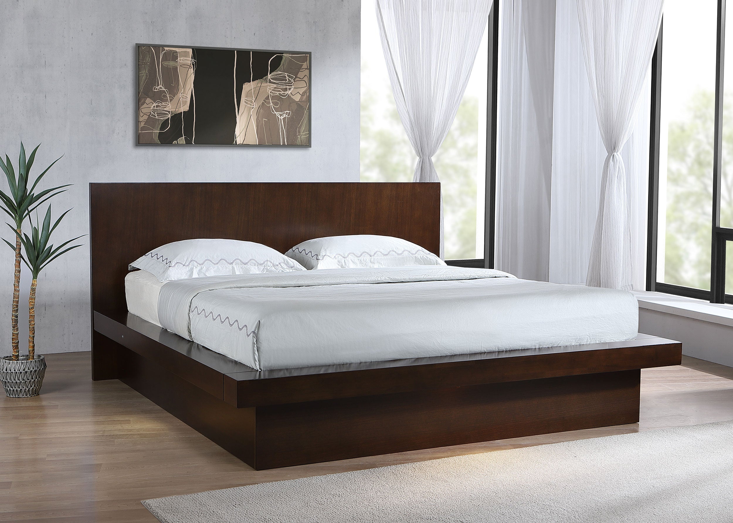 Jessica California King LED Storage Bookcase Bed Cappuccino