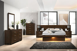 Jessica California King LED Storage Bookcase Bed Cappuccino