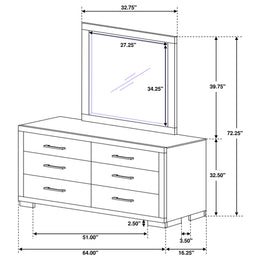 Jessica 6-drawer Dresser Cappuccino