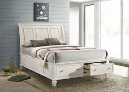 Sandy Beach 63-inch California King Panel Bed Cream White