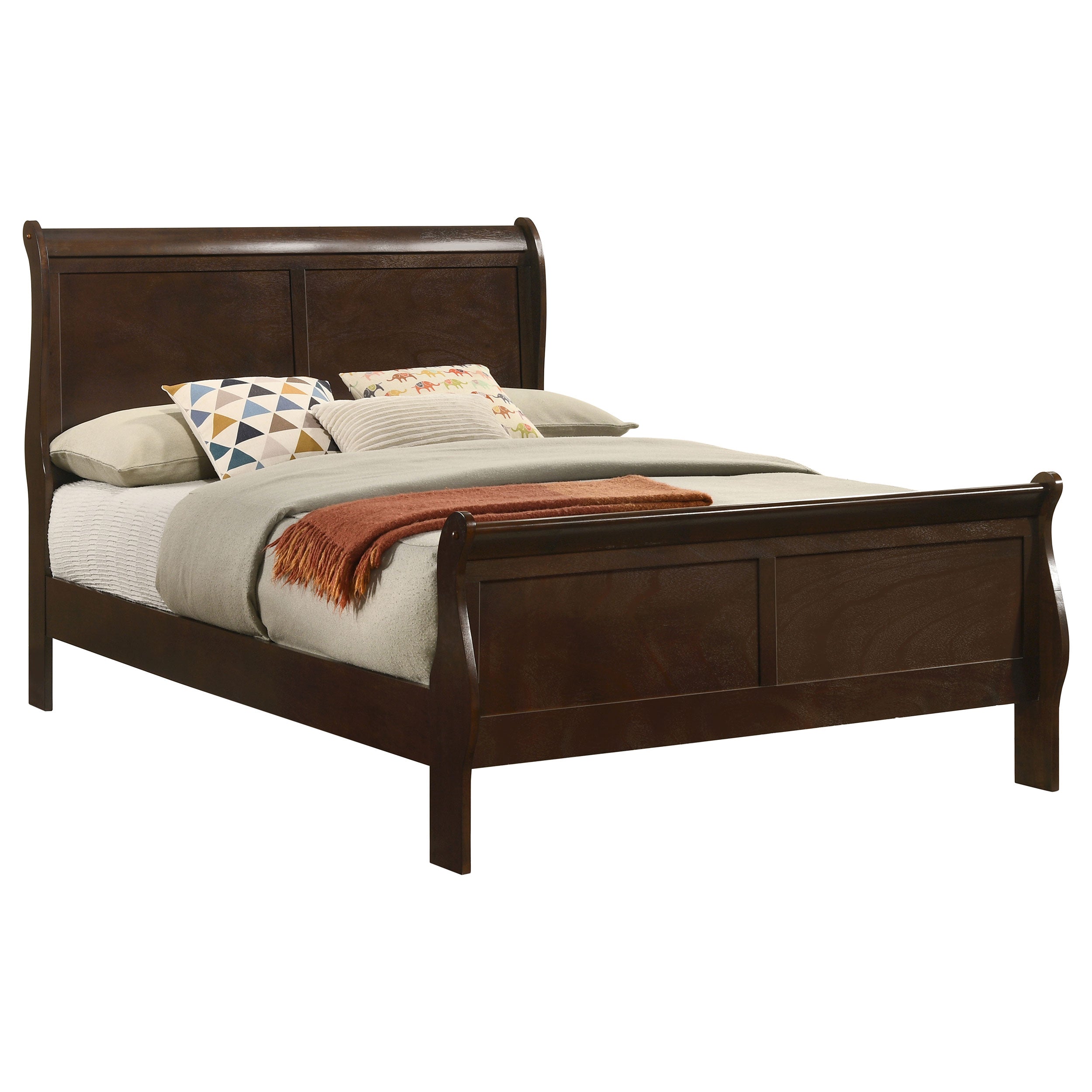 Louis Philippe 47-inch Sleigh Panel Bed White