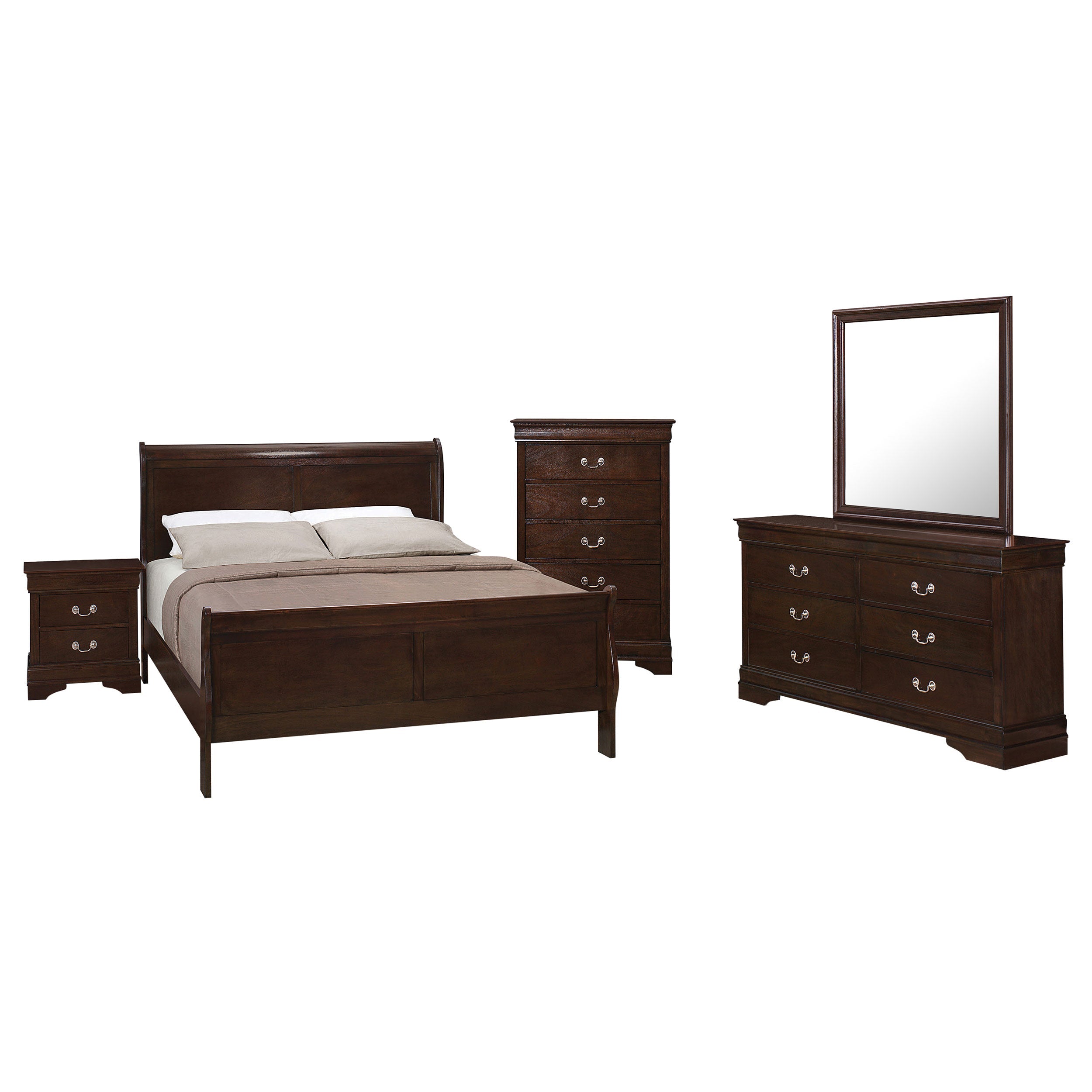 Louis Philippe Bedroom Set Cappuccino