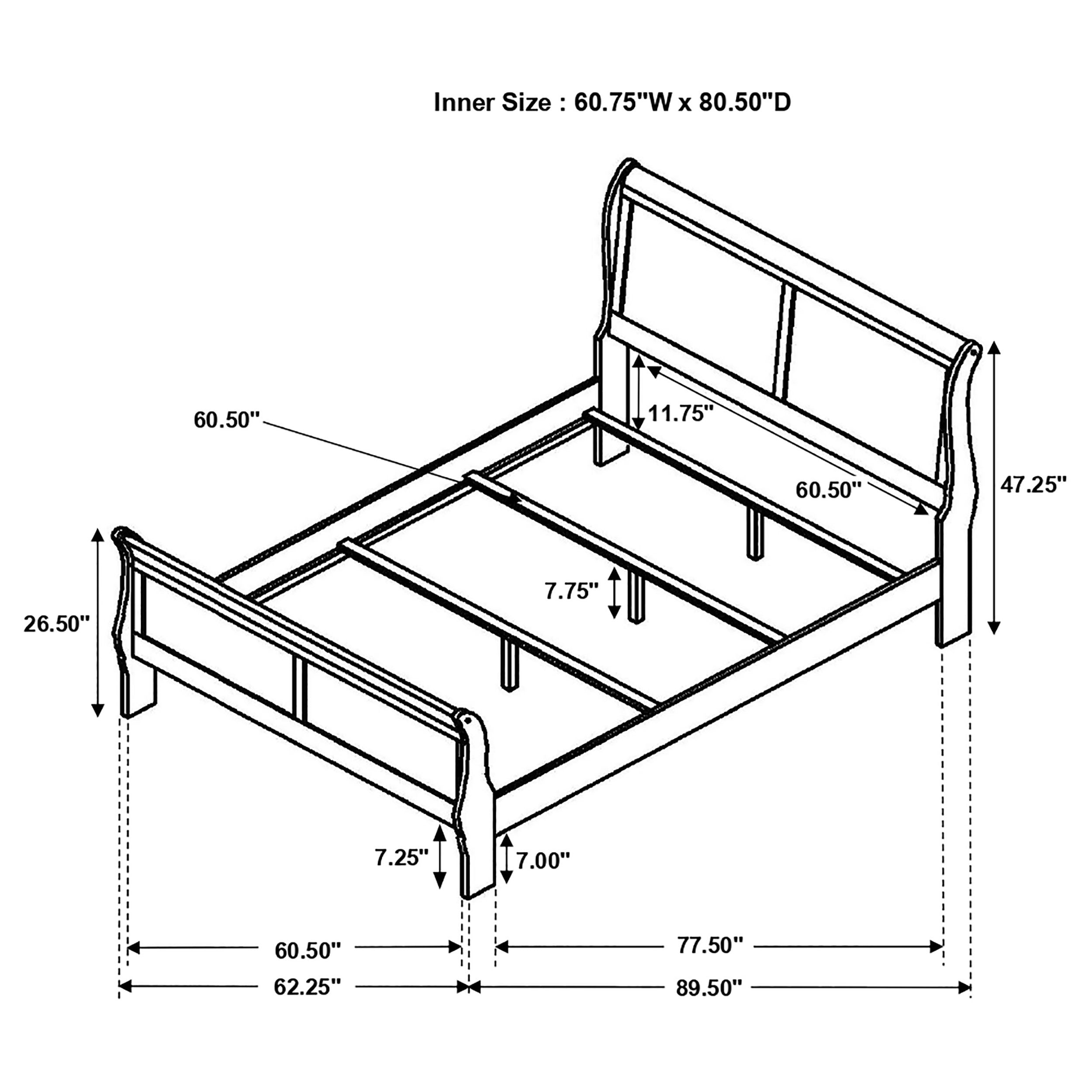 Louis Philippe 47-inch Sleigh Panel Bed White