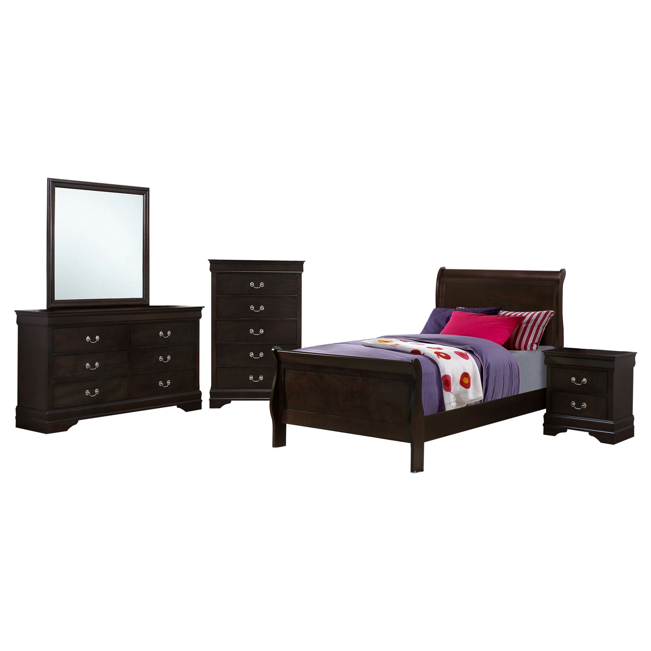Louis Philippe Bedroom Set Cappuccino