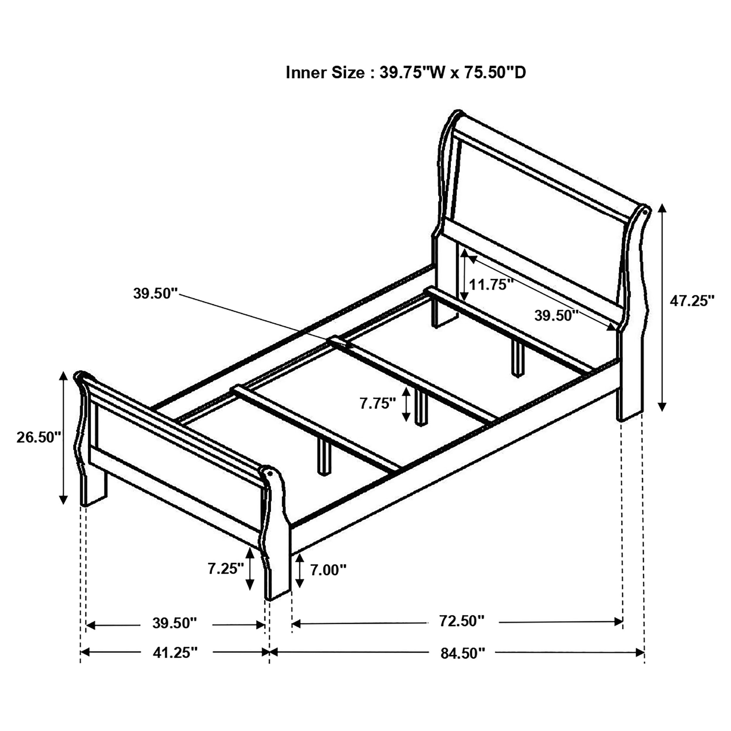 Louis Philippe 47-inch Sleigh Panel Bed White