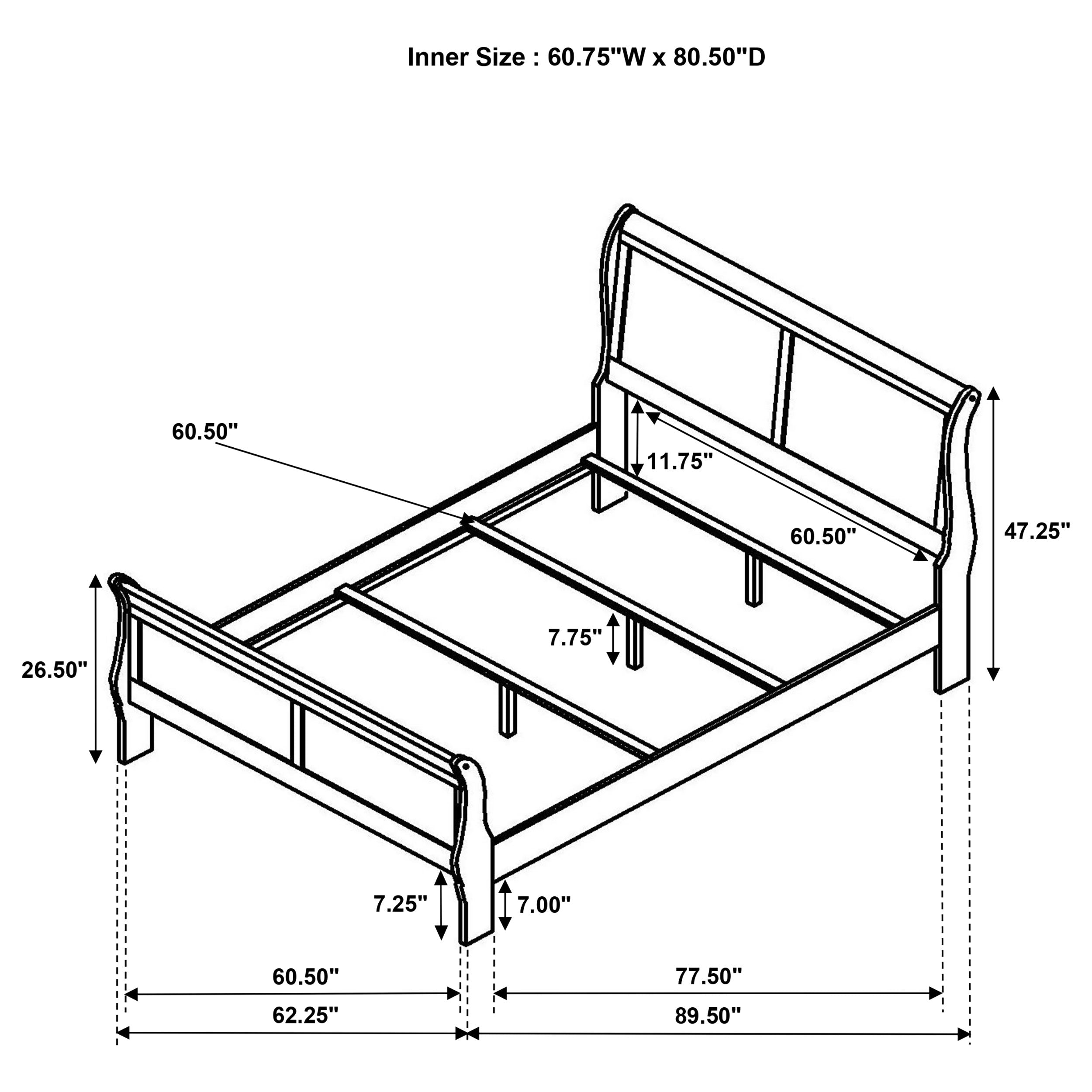 Louis Philippe 47-inch Sleigh Panel Bed White