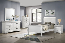 Louis Philippe 47-inch Sleigh Panel Bed White