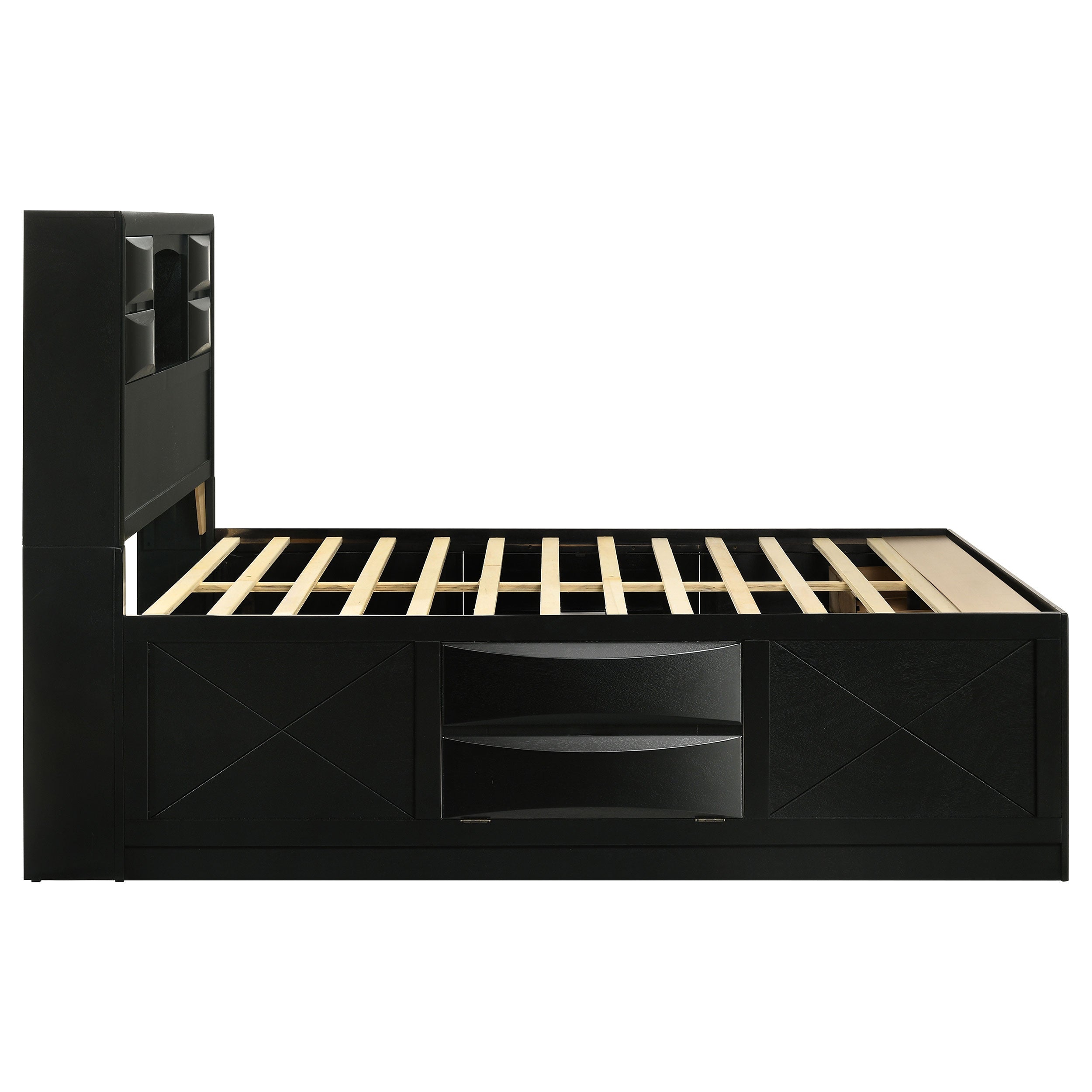 Briana Wood California King Storage Bookcase Bed Black