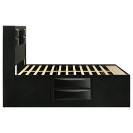 Briana Wood California King Storage Bookcase Bed Black