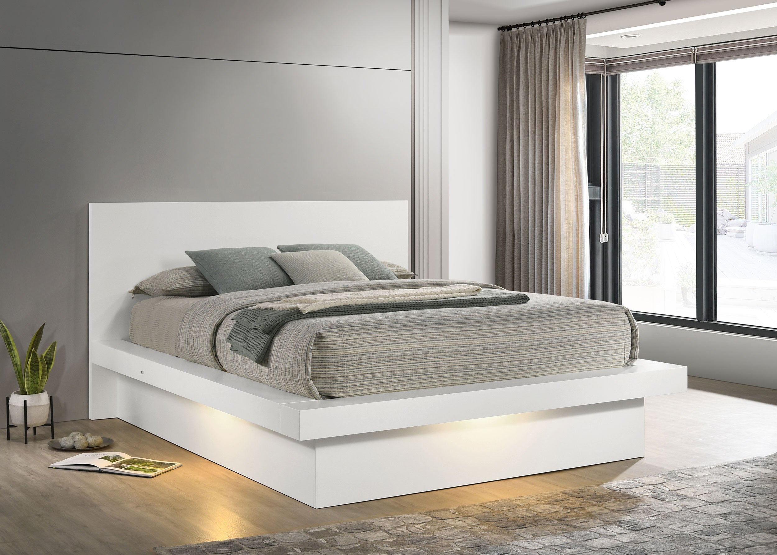 Jessica California King LED Storage Bookcase Bed Cappuccino