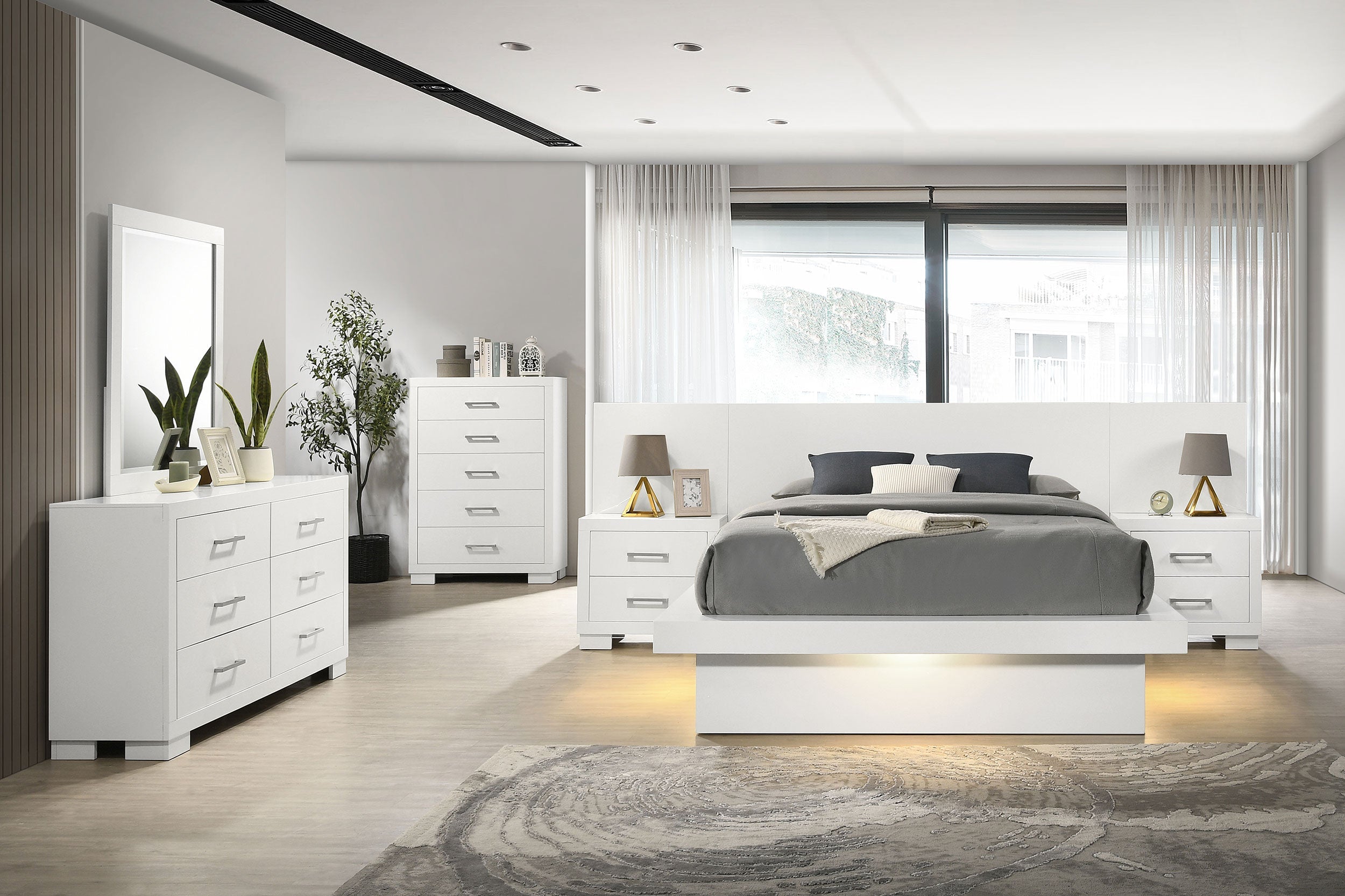 Jessica California King LED Storage Bookcase Bed Cappuccino