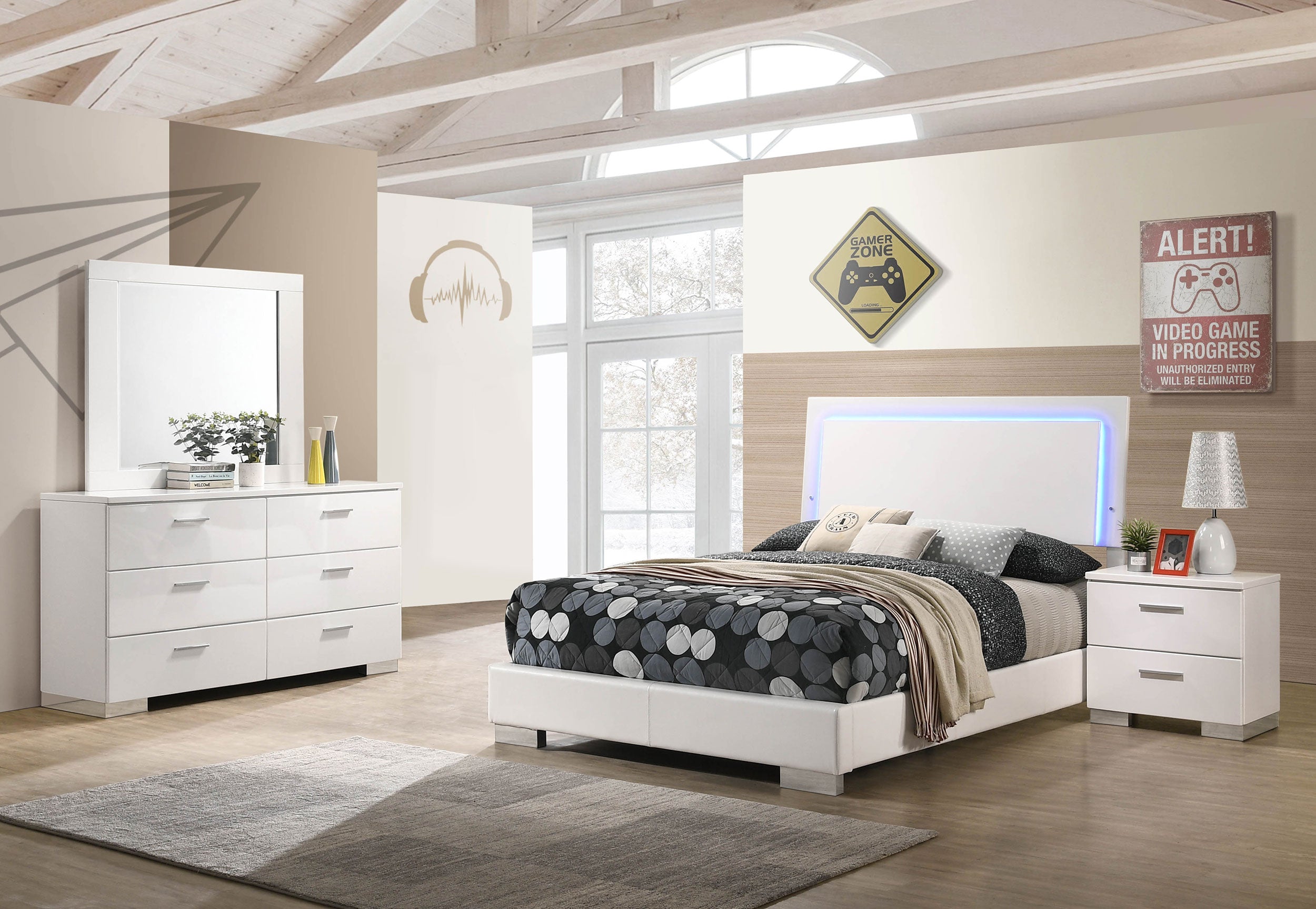 Felicity California King Bedroom Set White Gloss