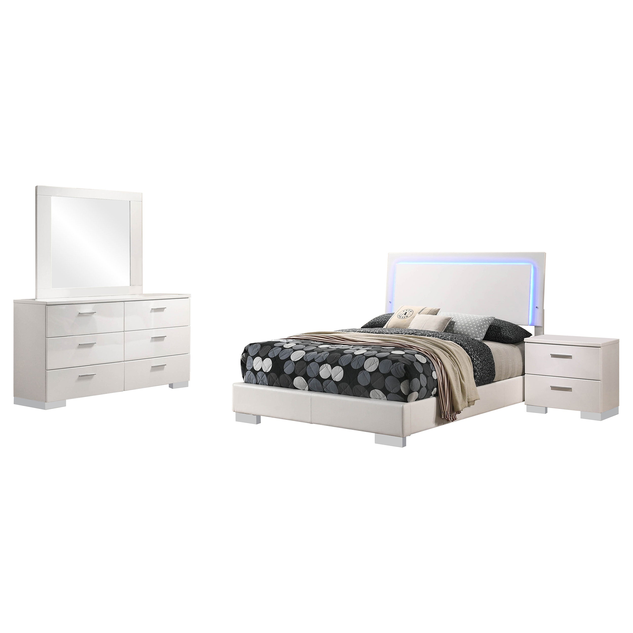 Felicity California King Bedroom Set White Gloss