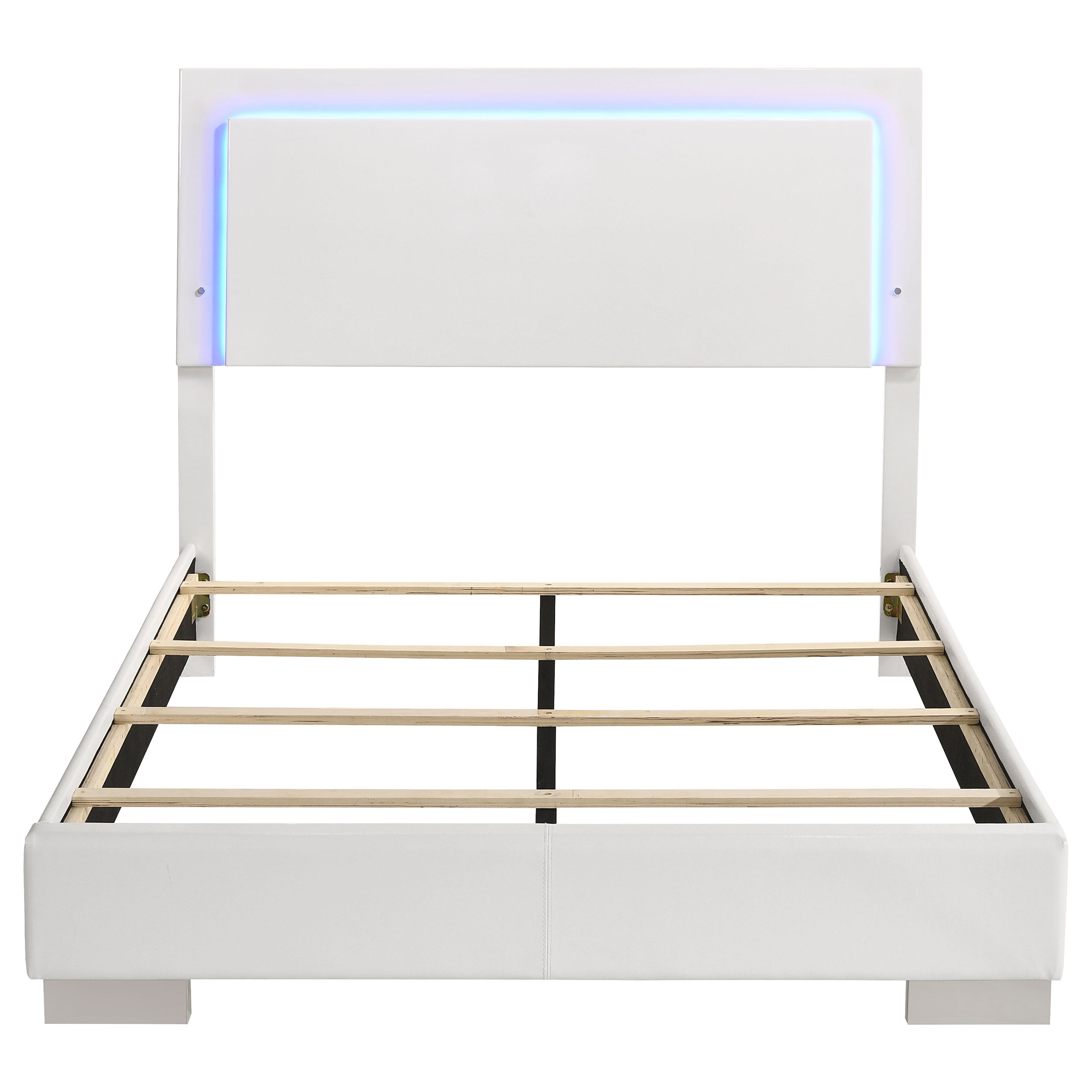 Felicity Wood California King LED Panel Bed White High Gloss