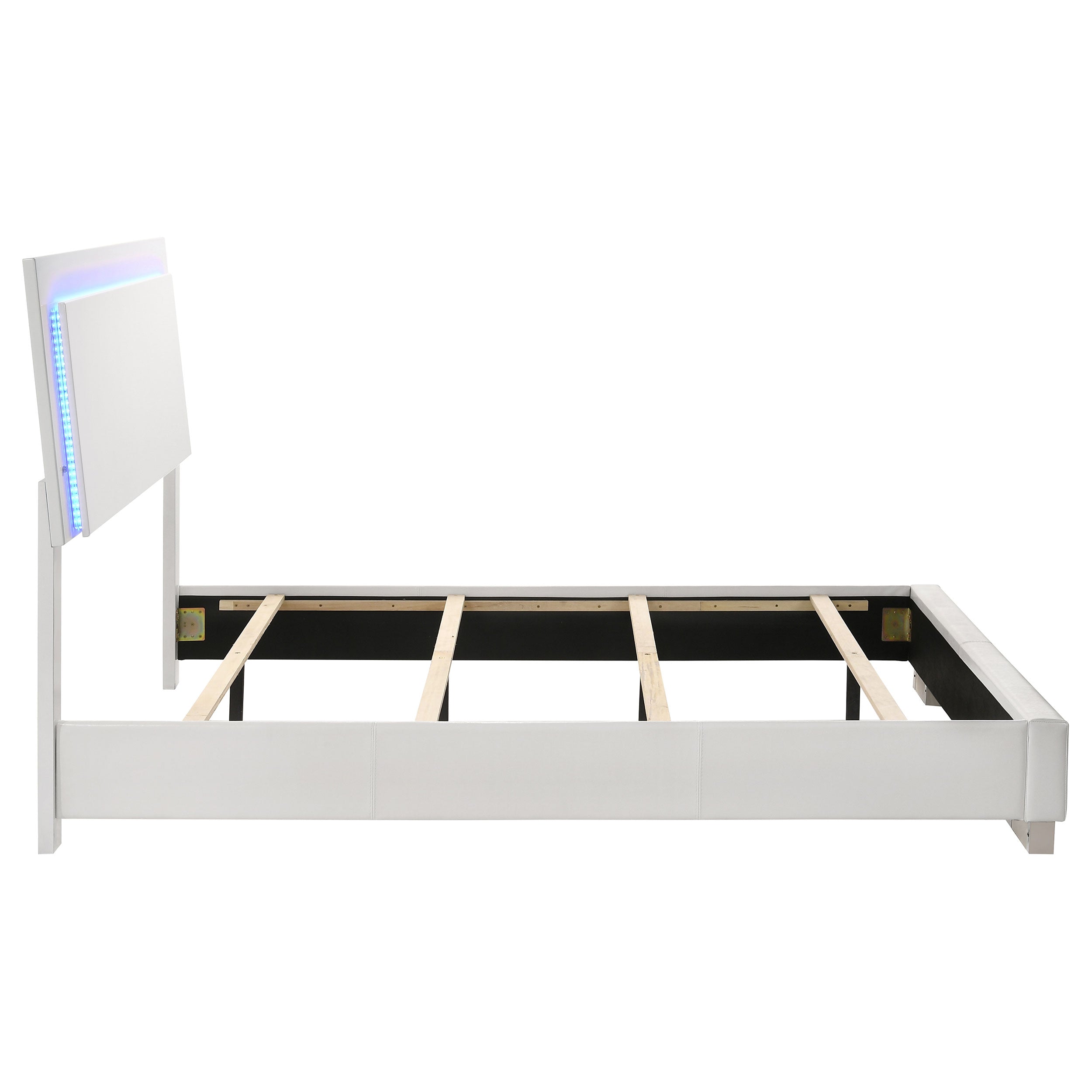 Felicity Wood California King LED Panel Bed White High Gloss