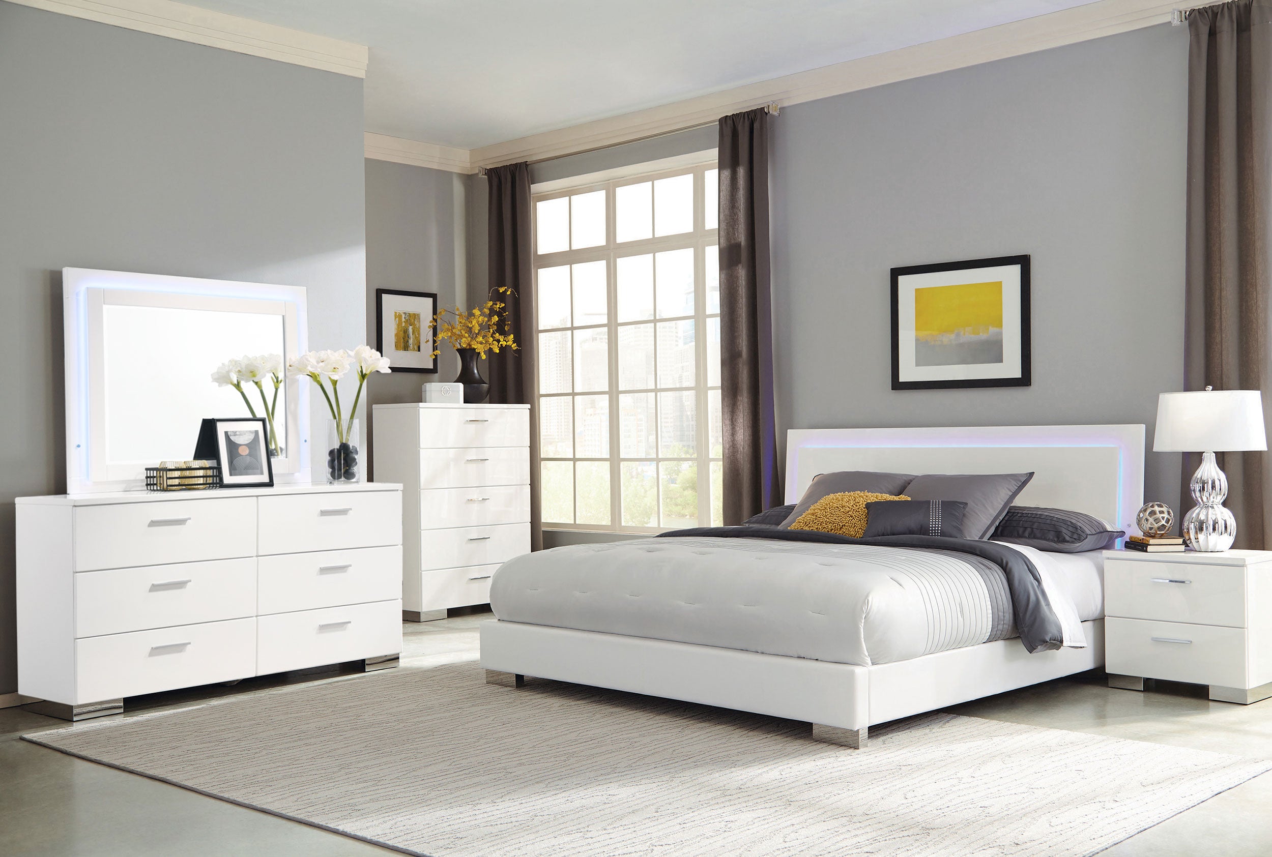 Felicity Bedroom Set White High Gloss