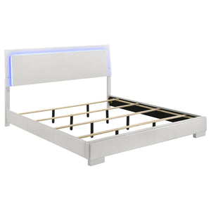 Felicity Wood California King LED Panel Bed White High Gloss