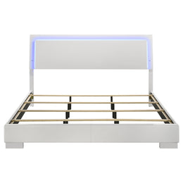Felicity Wood California King LED Panel Bed White High Gloss