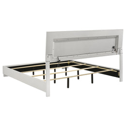 Felicity Wood California King LED Panel Bed White High Gloss