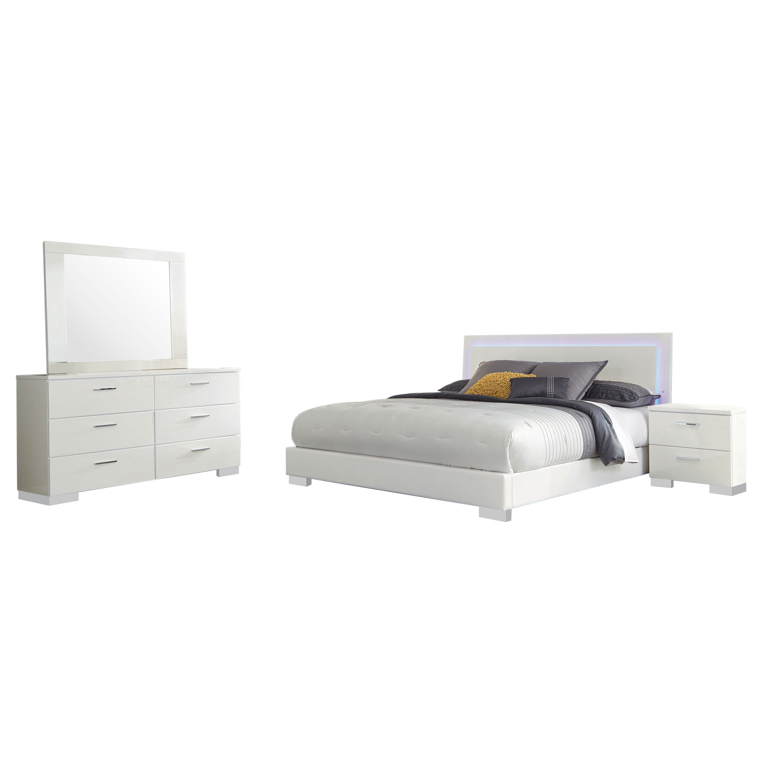 Felicity California King Bedroom Set White Gloss
