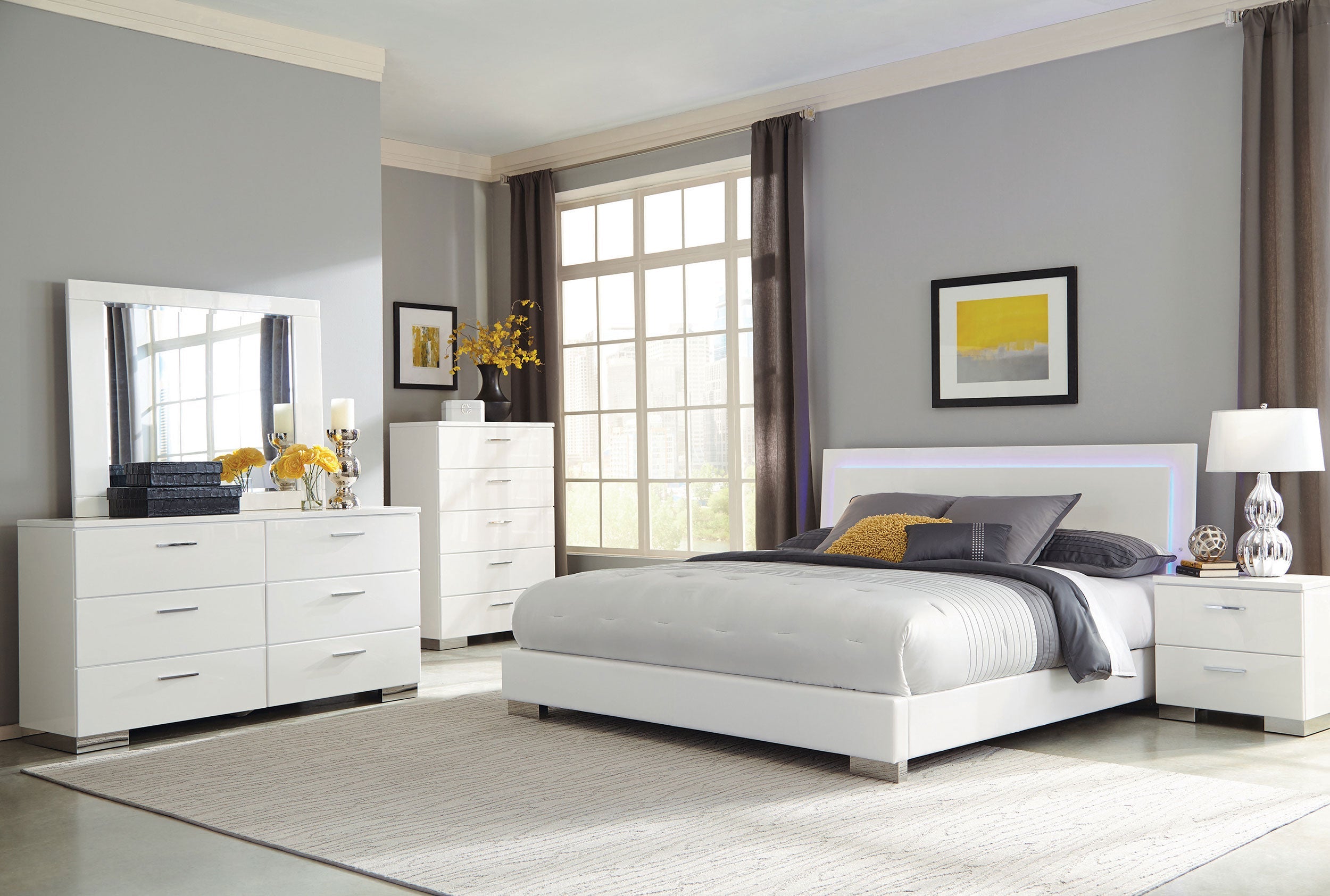 Felicity California King Bedroom Set White Gloss