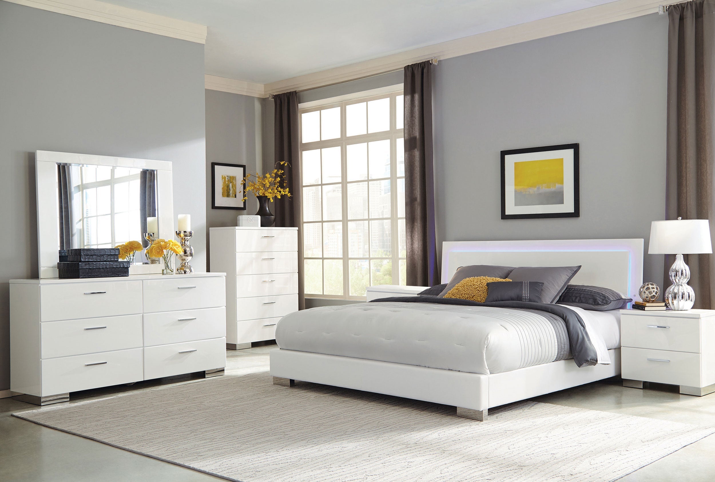 Felicity California King Bedroom Set White Gloss