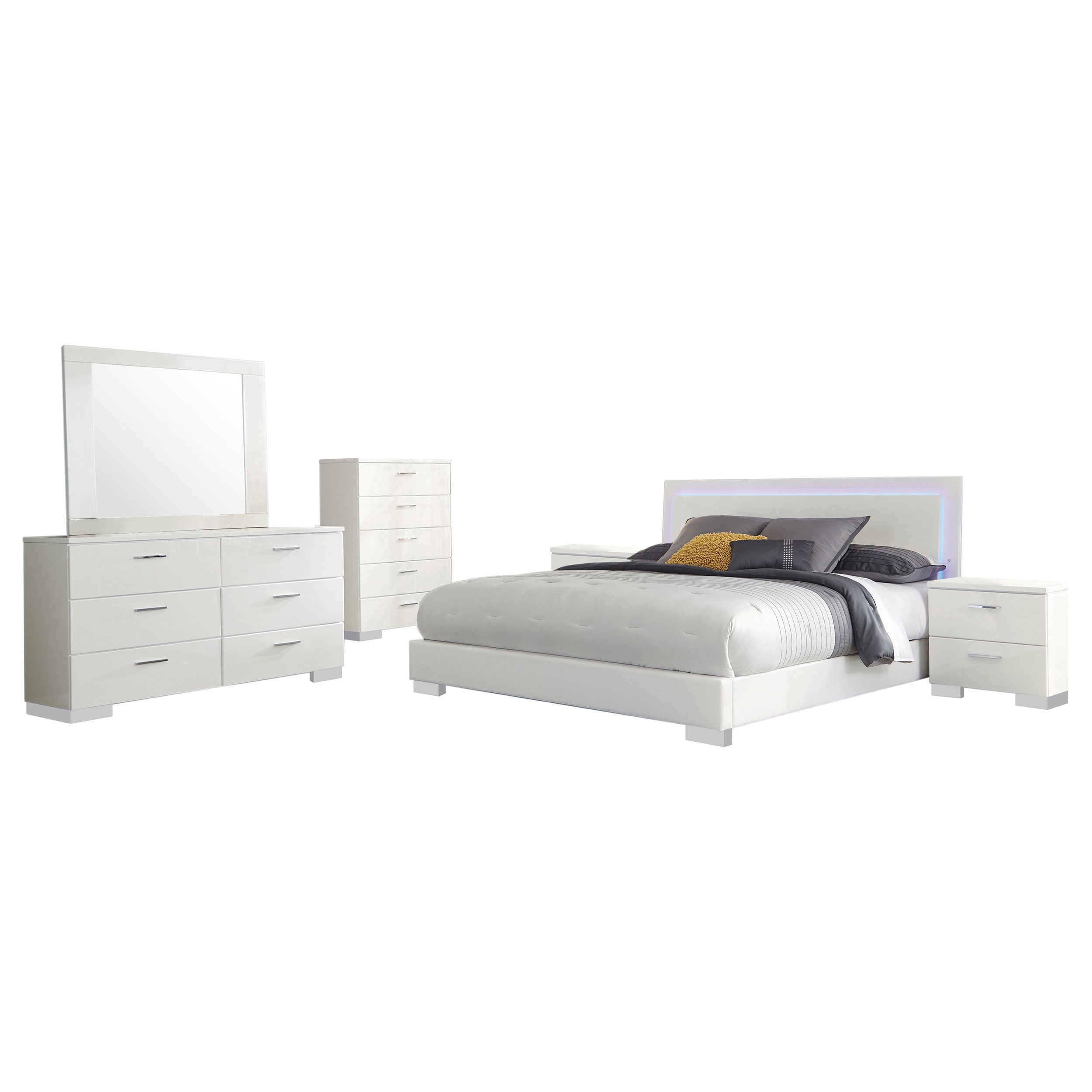 Felicity California King Bedroom Set White Gloss
