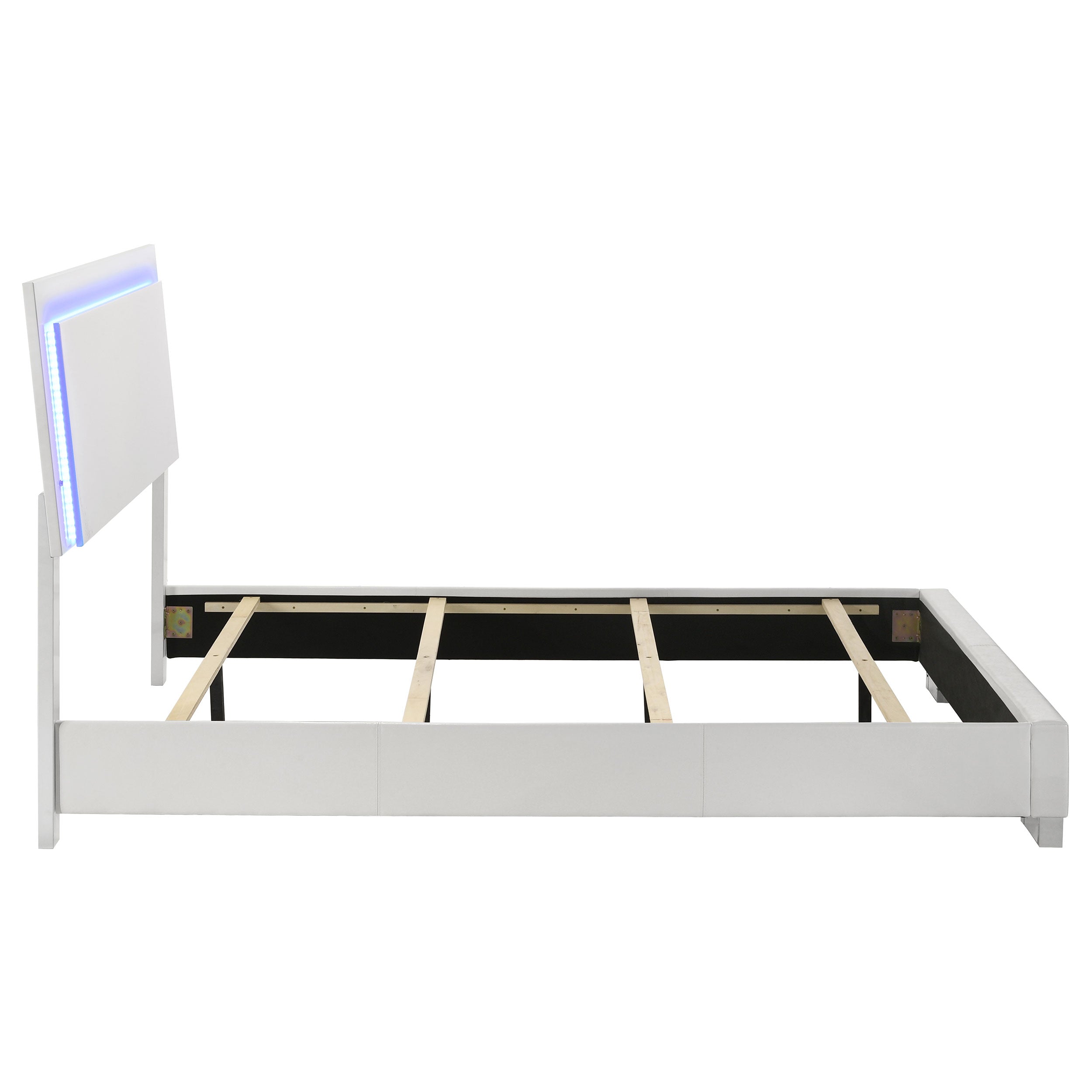 Felicity Wood California King LED Panel Bed White High Gloss