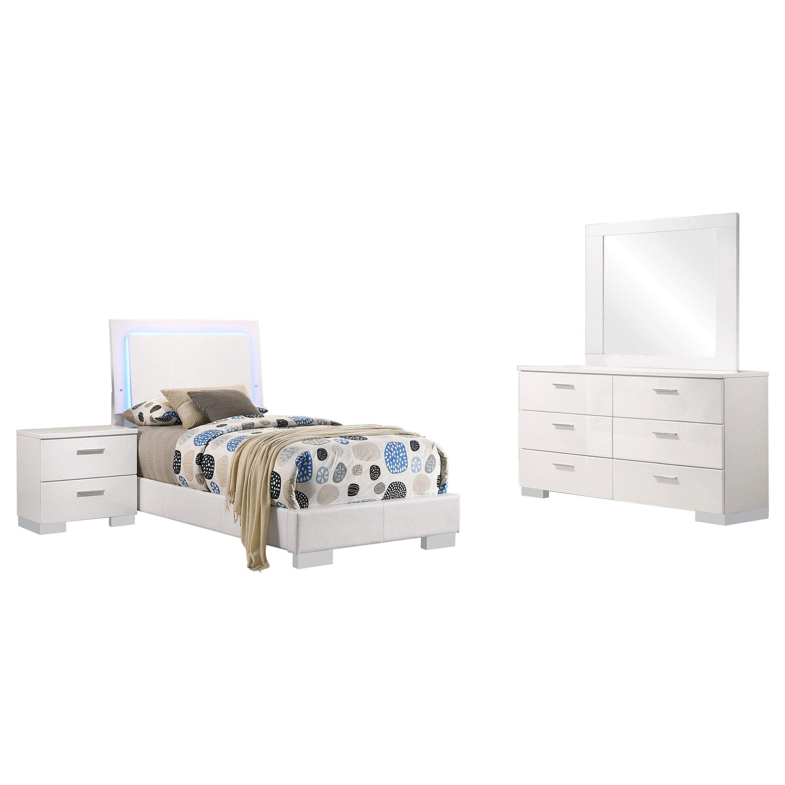 Felicity California King Bedroom Set White Gloss