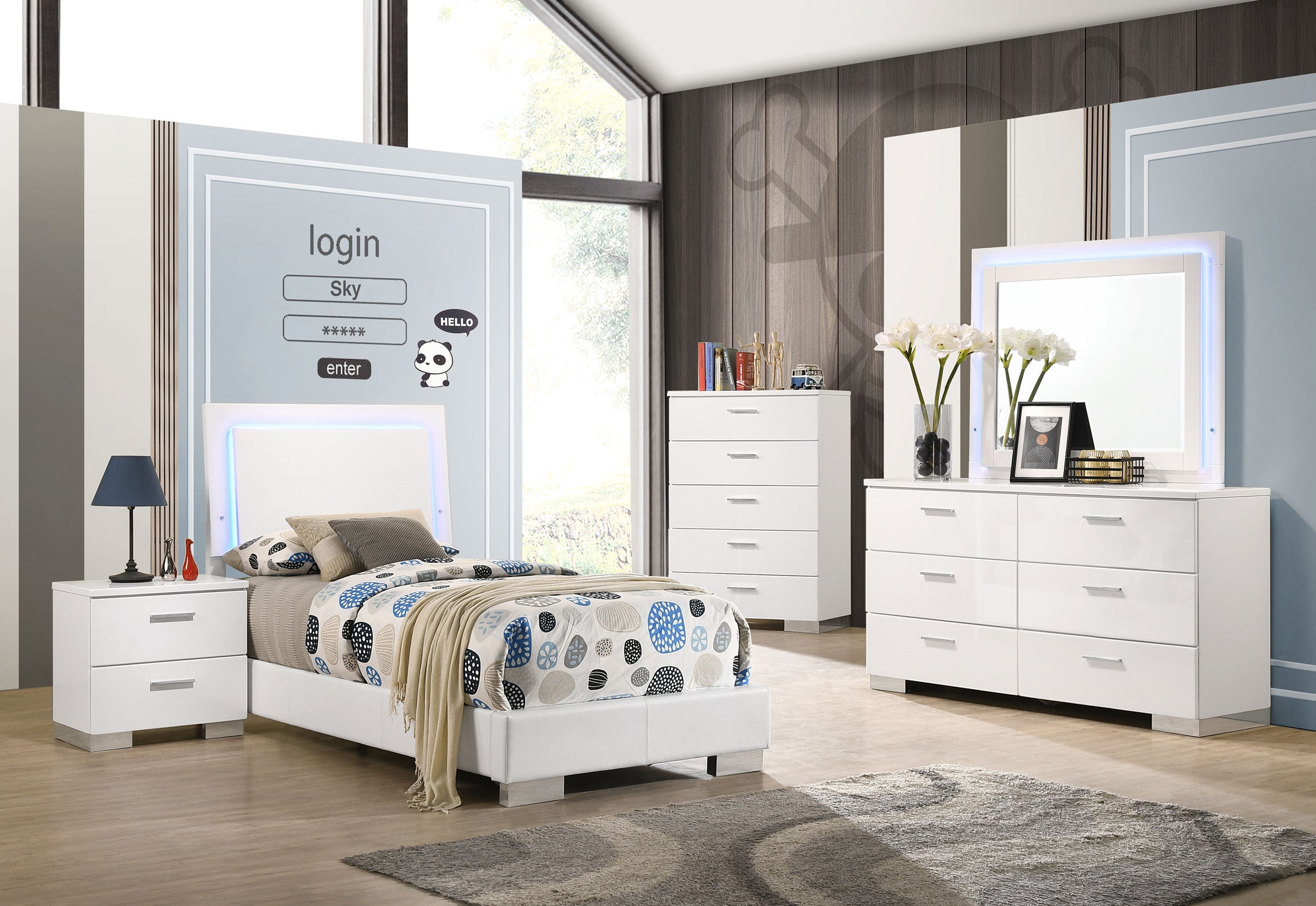 Felicity Bedroom Set White High Gloss