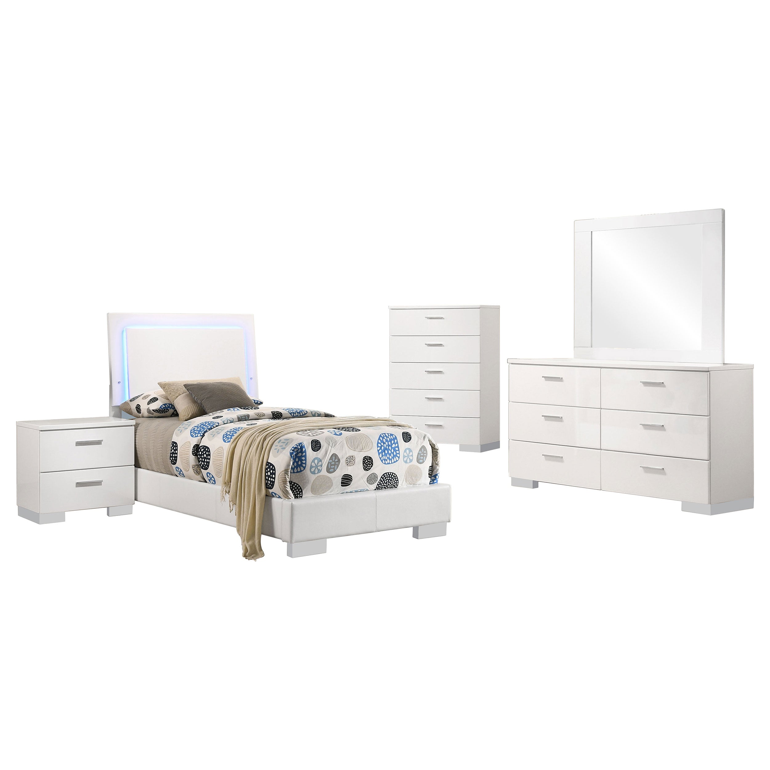 Felicity California King Bedroom Set White Gloss