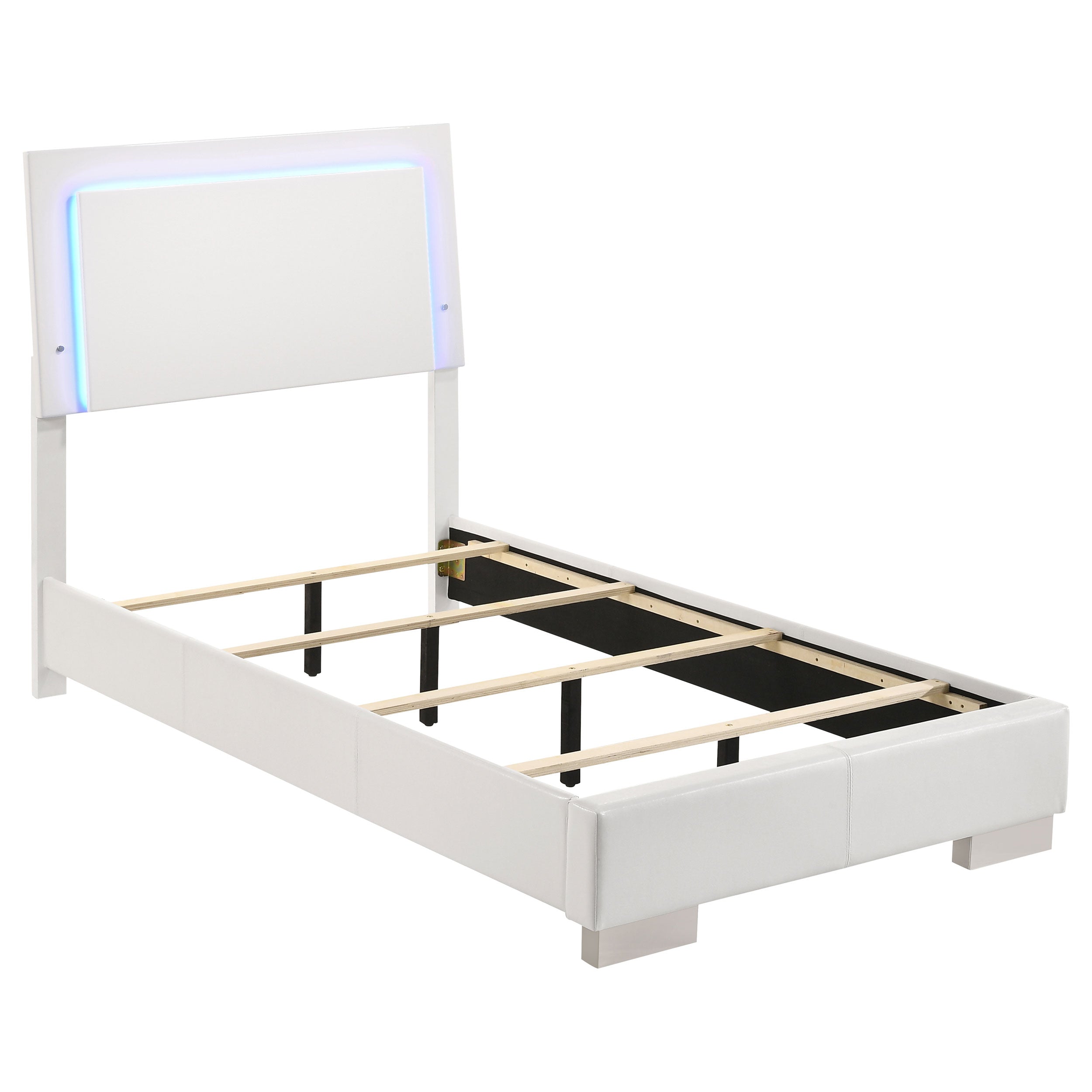 Felicity Wood Panel Bed White High Gloss