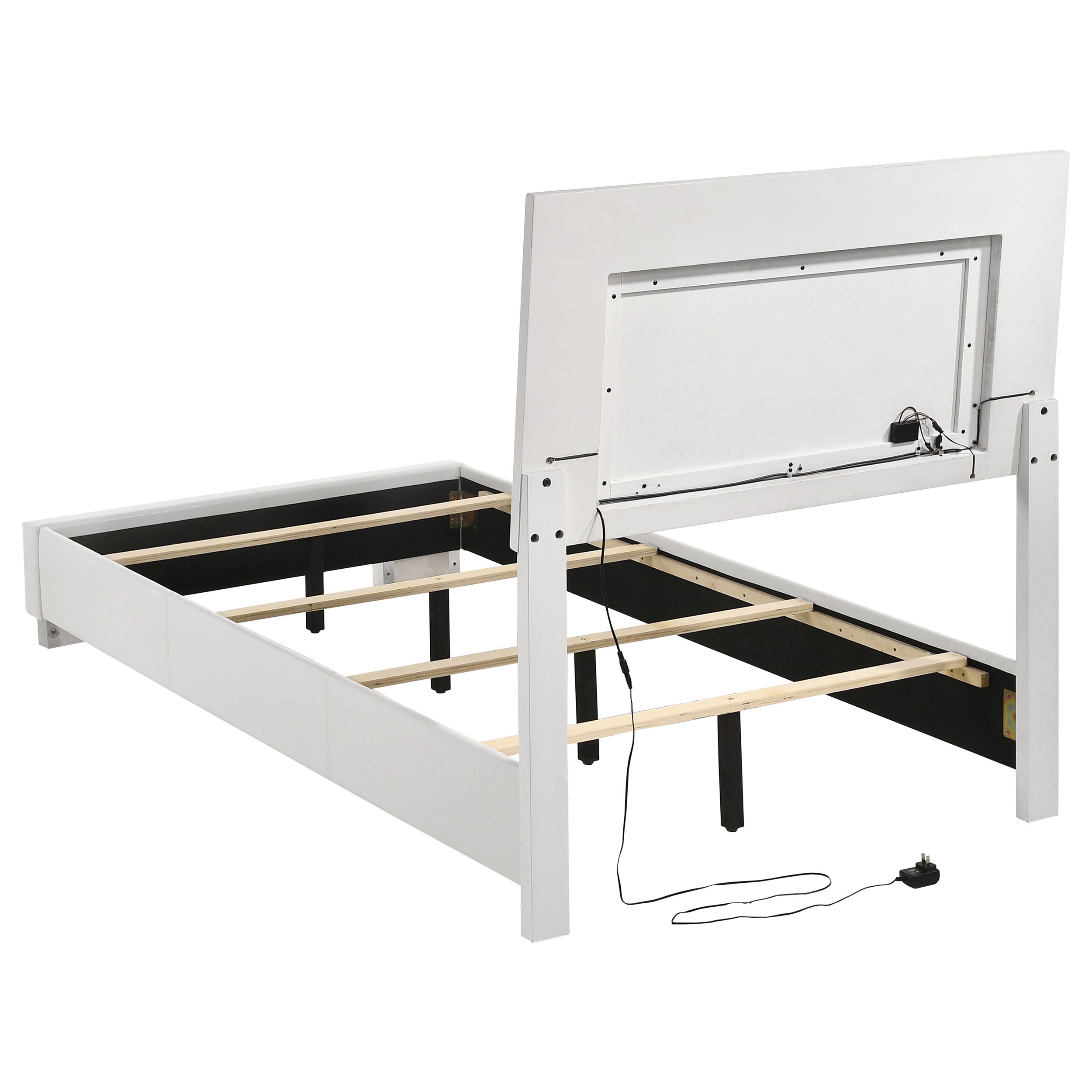 Felicity Wood Panel Bed White High Gloss