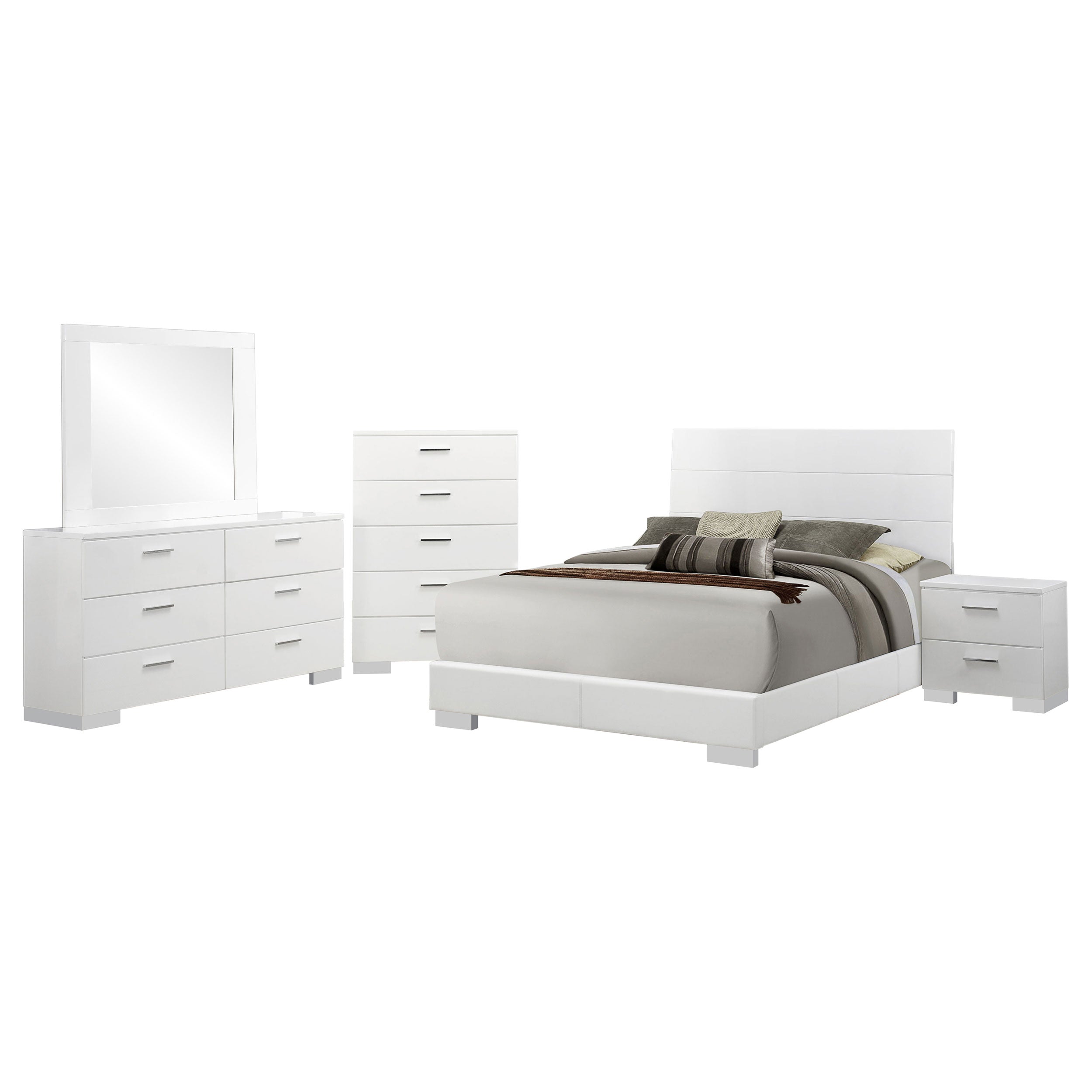 Felicity California King Bedroom Set White Gloss