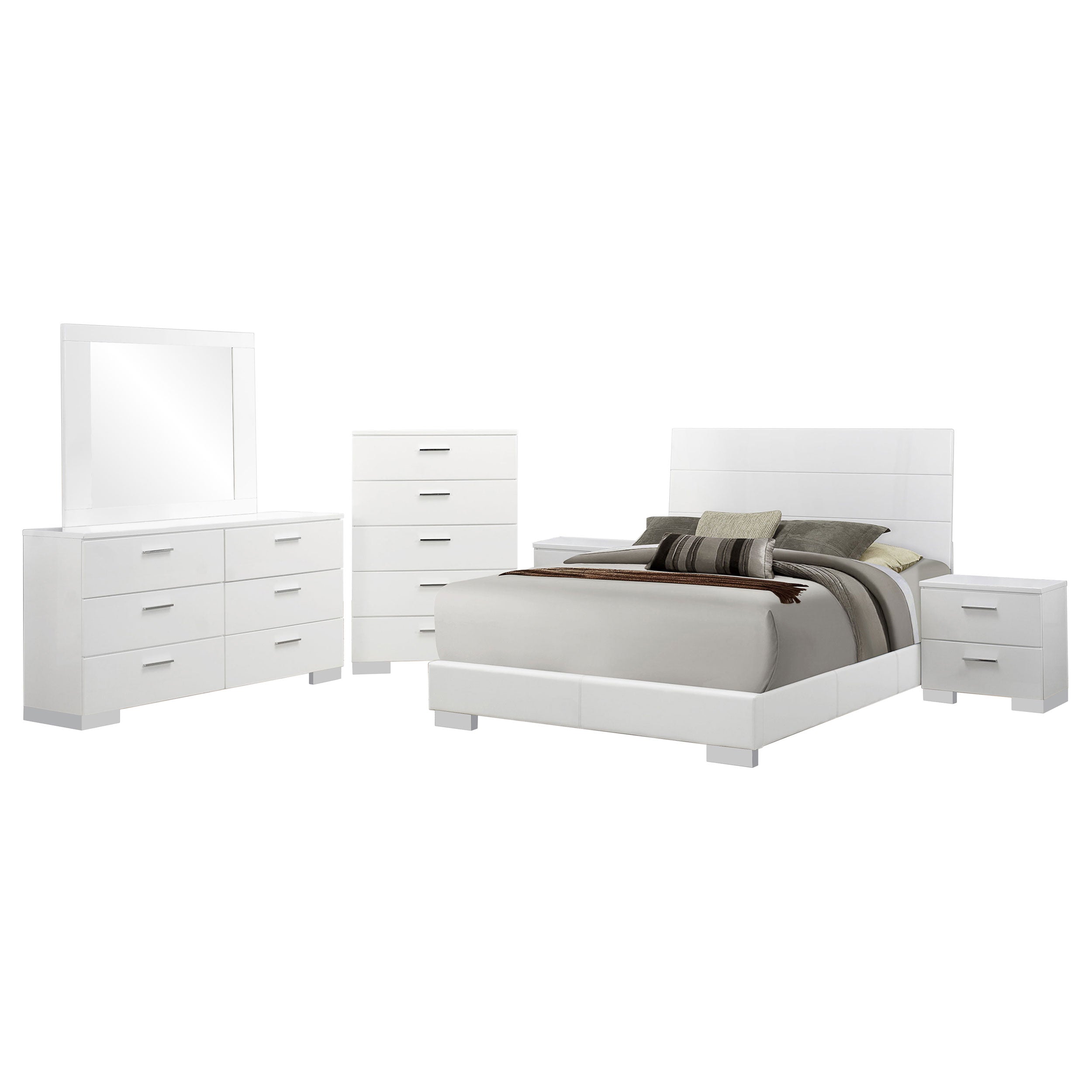 Felicity California King Bedroom Set White Gloss