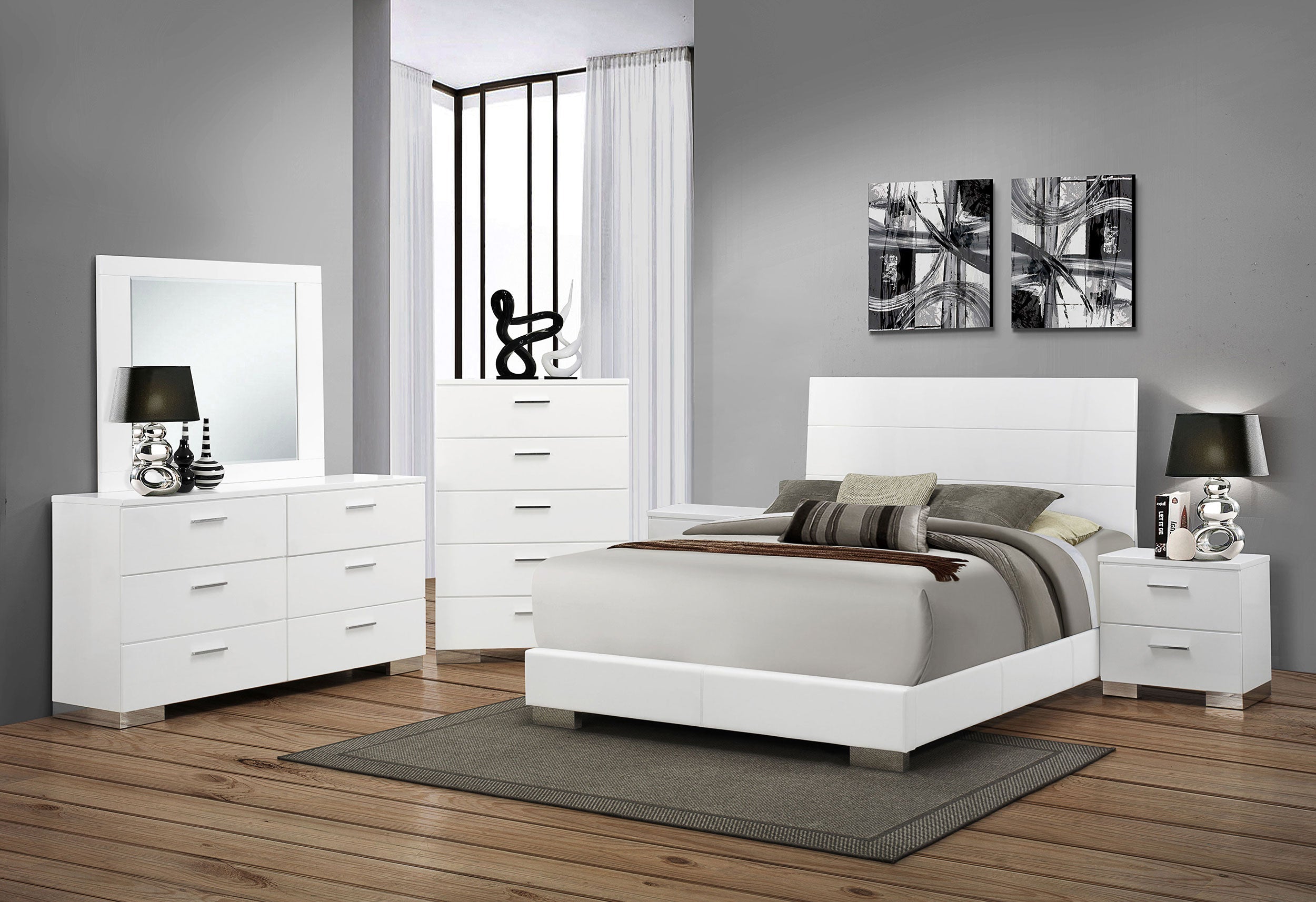 Felicity California King Bedroom Set White Gloss