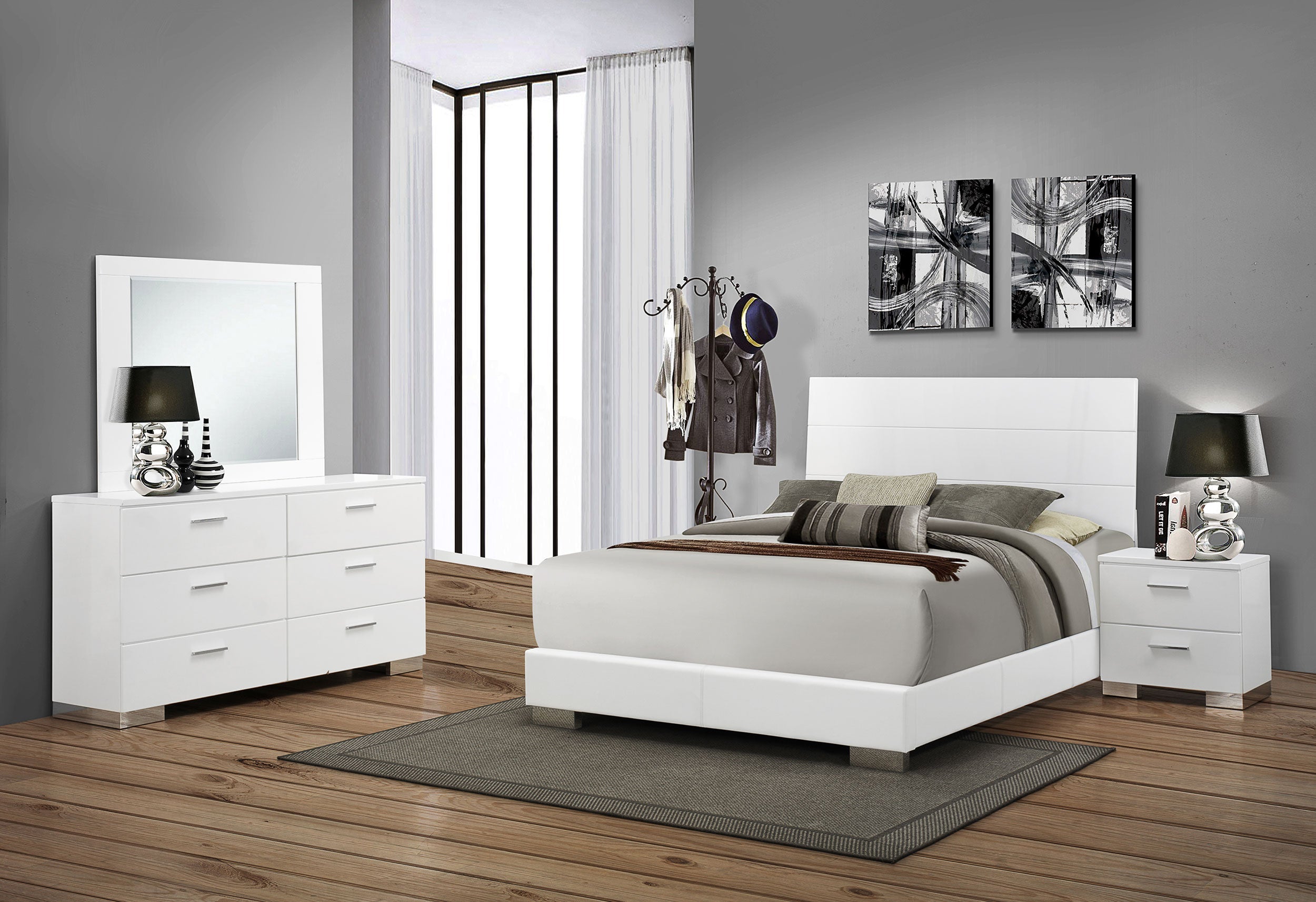 Felicity California King Bedroom Set White Gloss