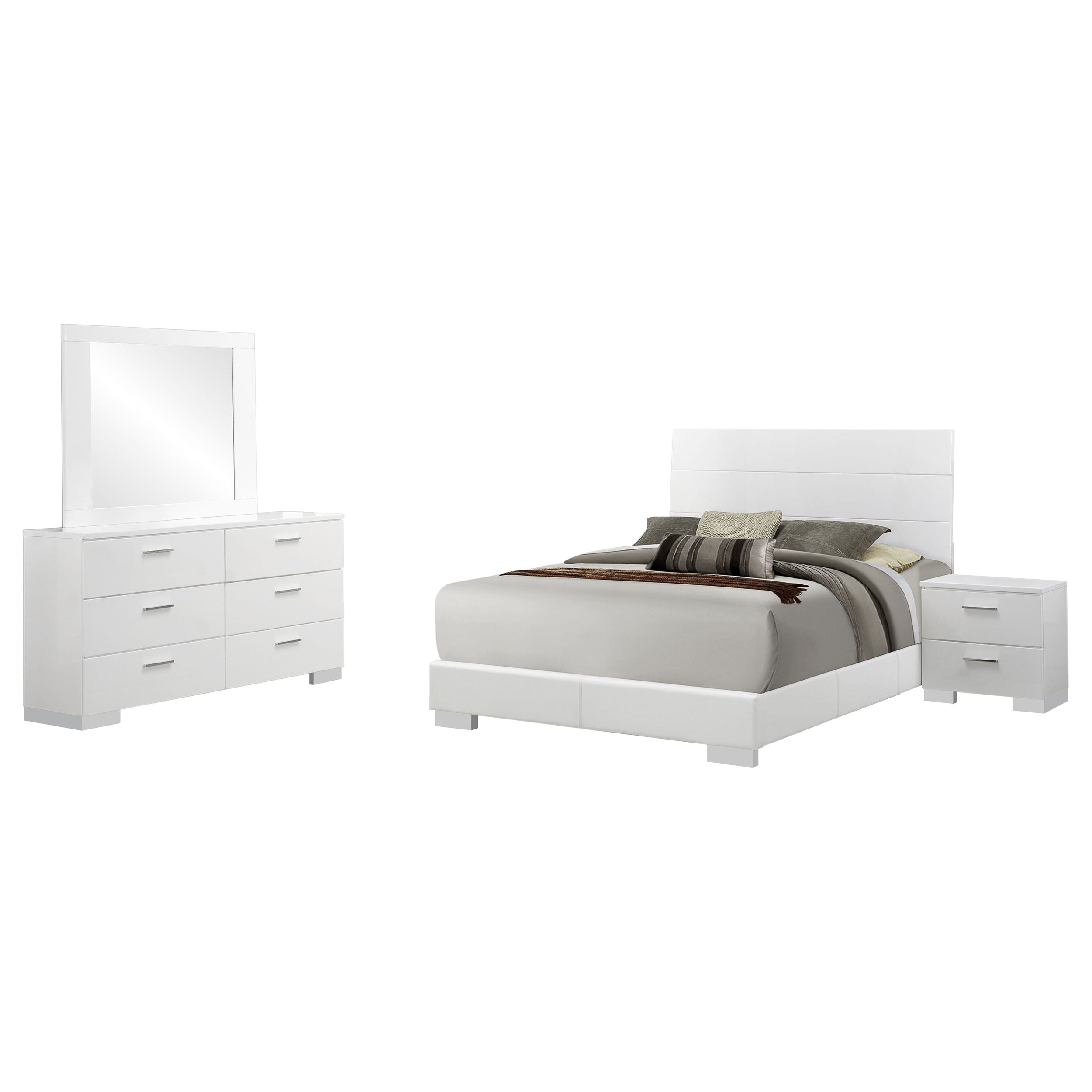 Felicity California King Bedroom Set White Gloss