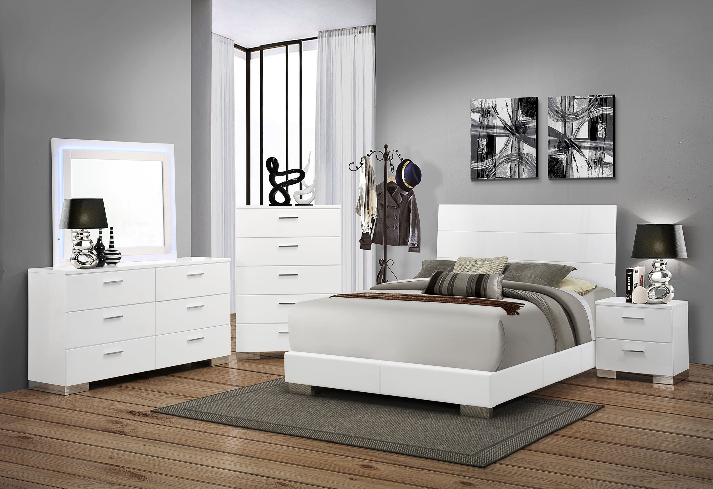 Felicity Bedroom Set White High Gloss