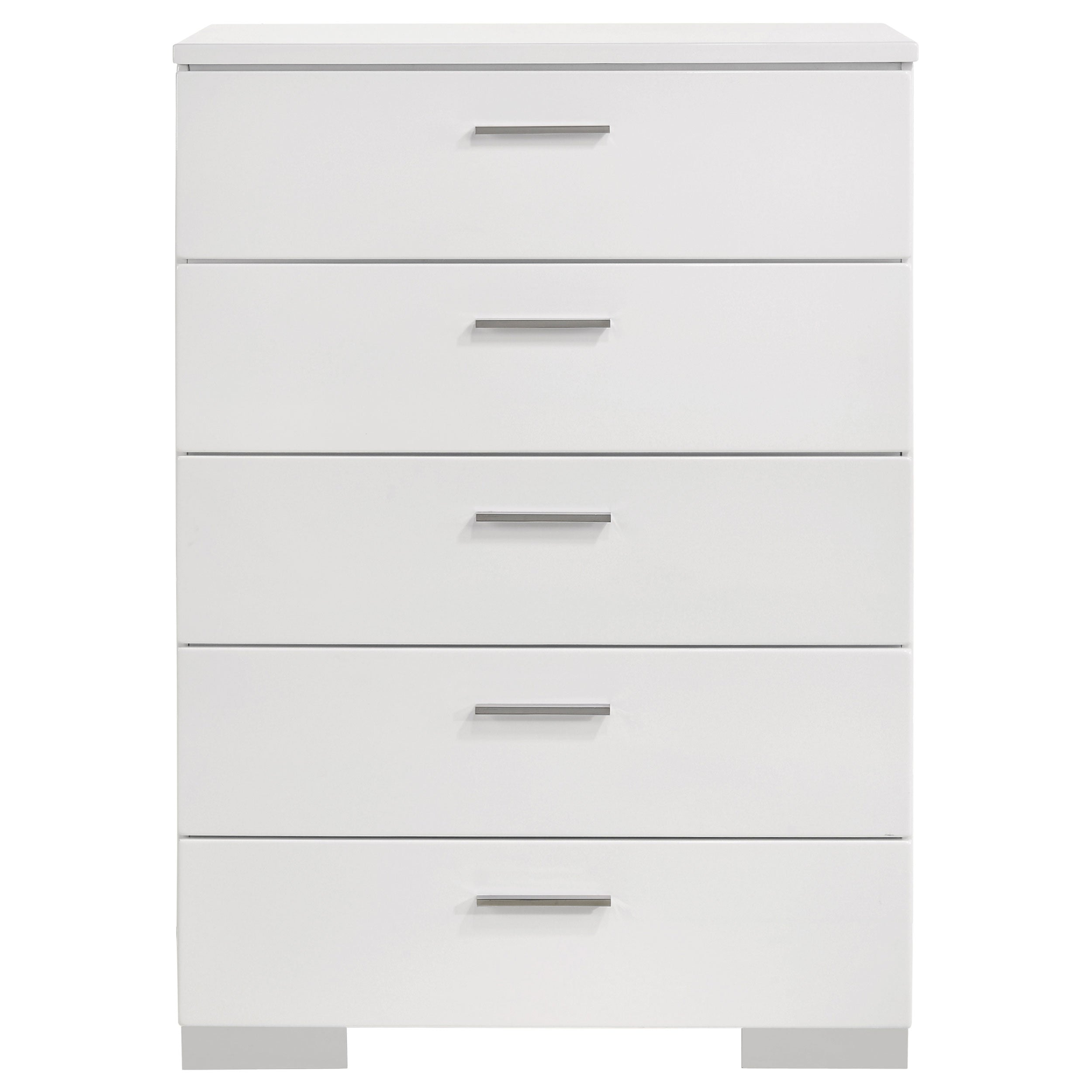 Felicity 5-drawer Bedroom Chest White High Gloss