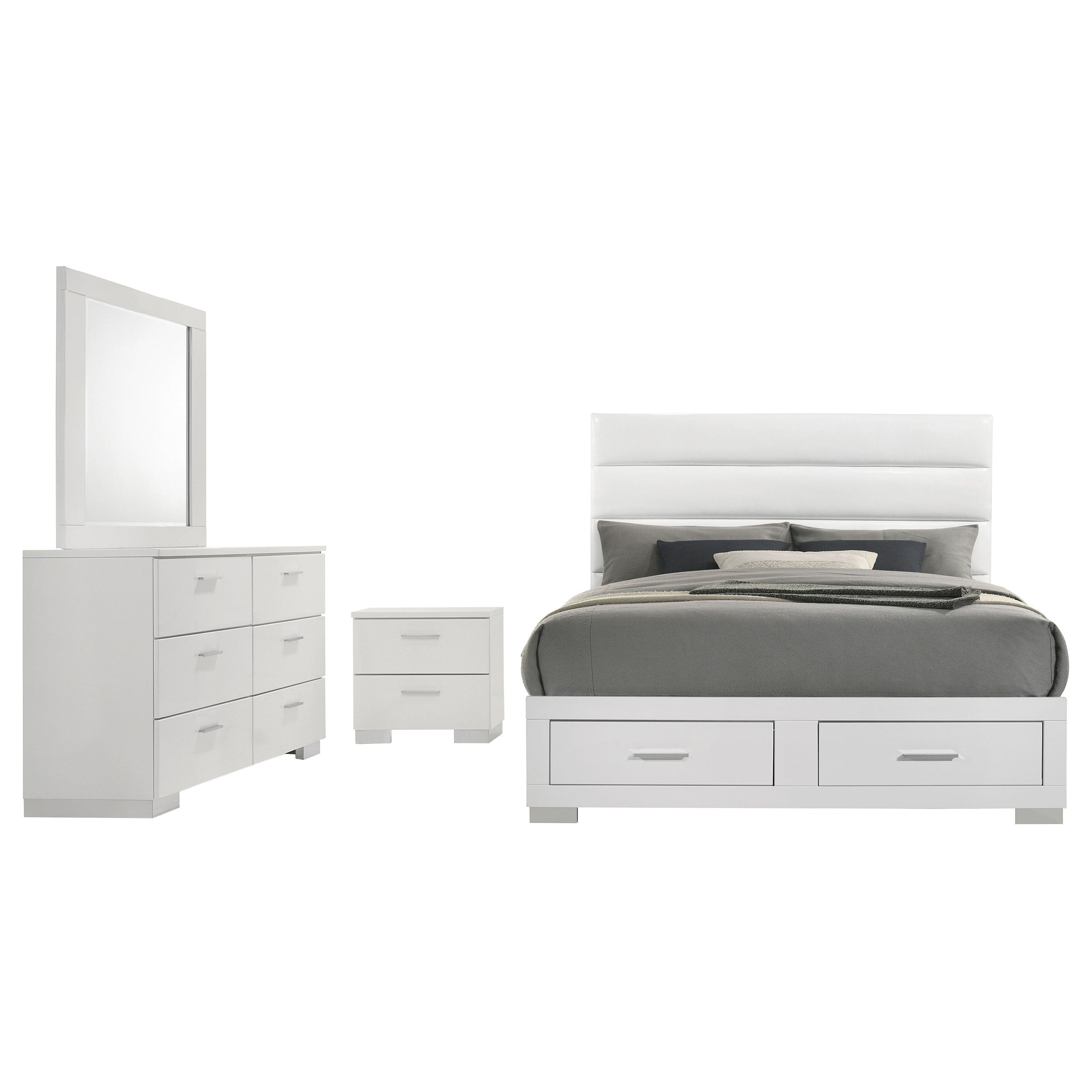 Felicity California King Bedroom Set White Gloss