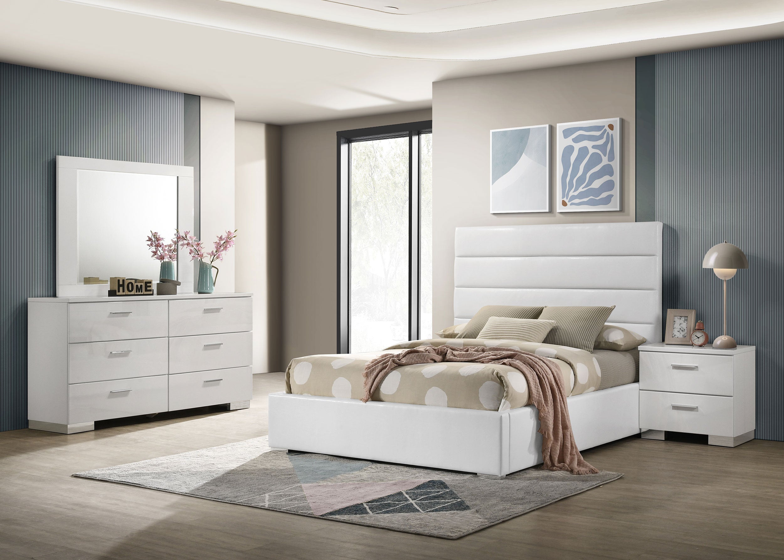 Felicity California King Bedroom Set White Gloss