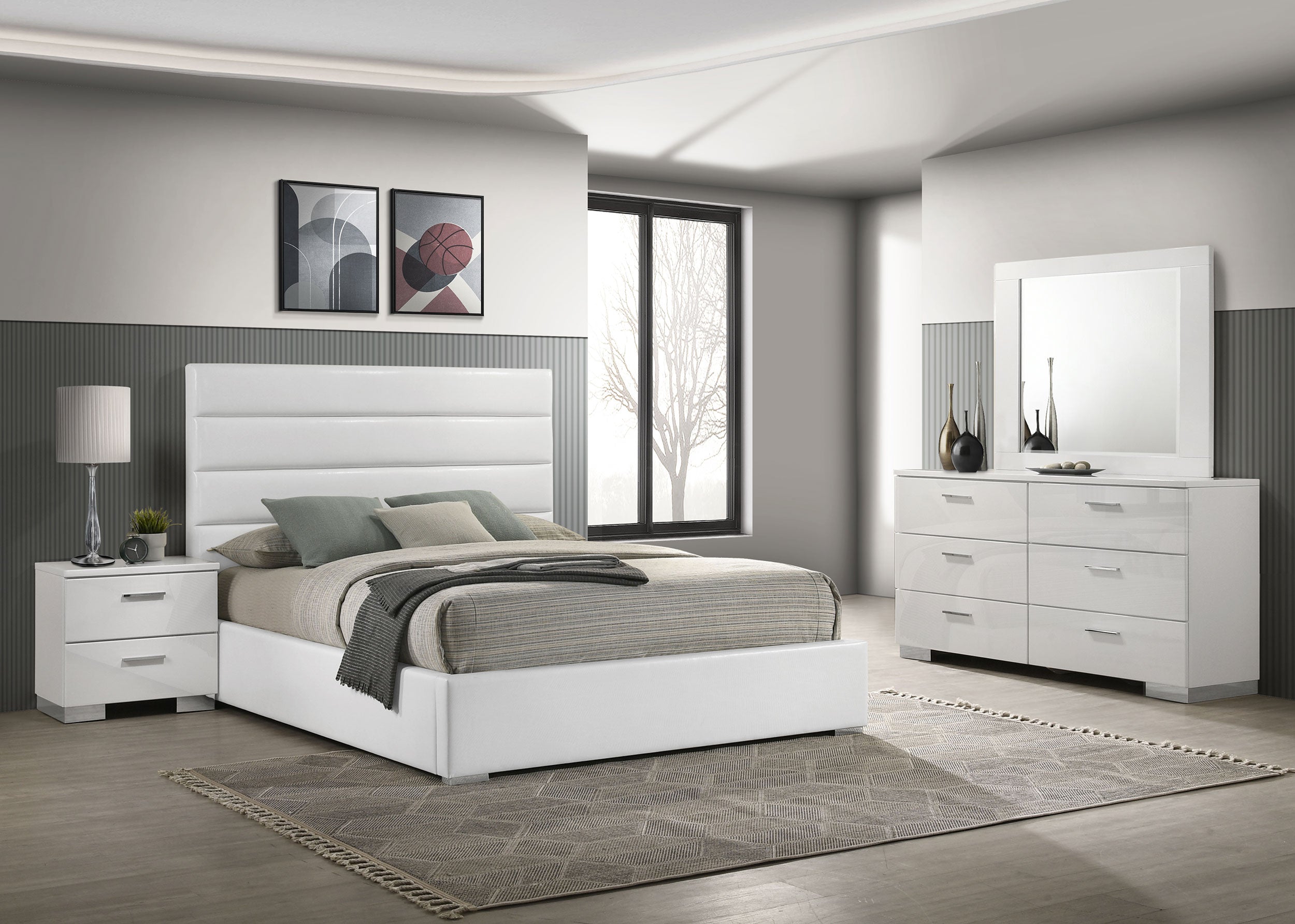 Felicity California King Bedroom Set White Gloss
