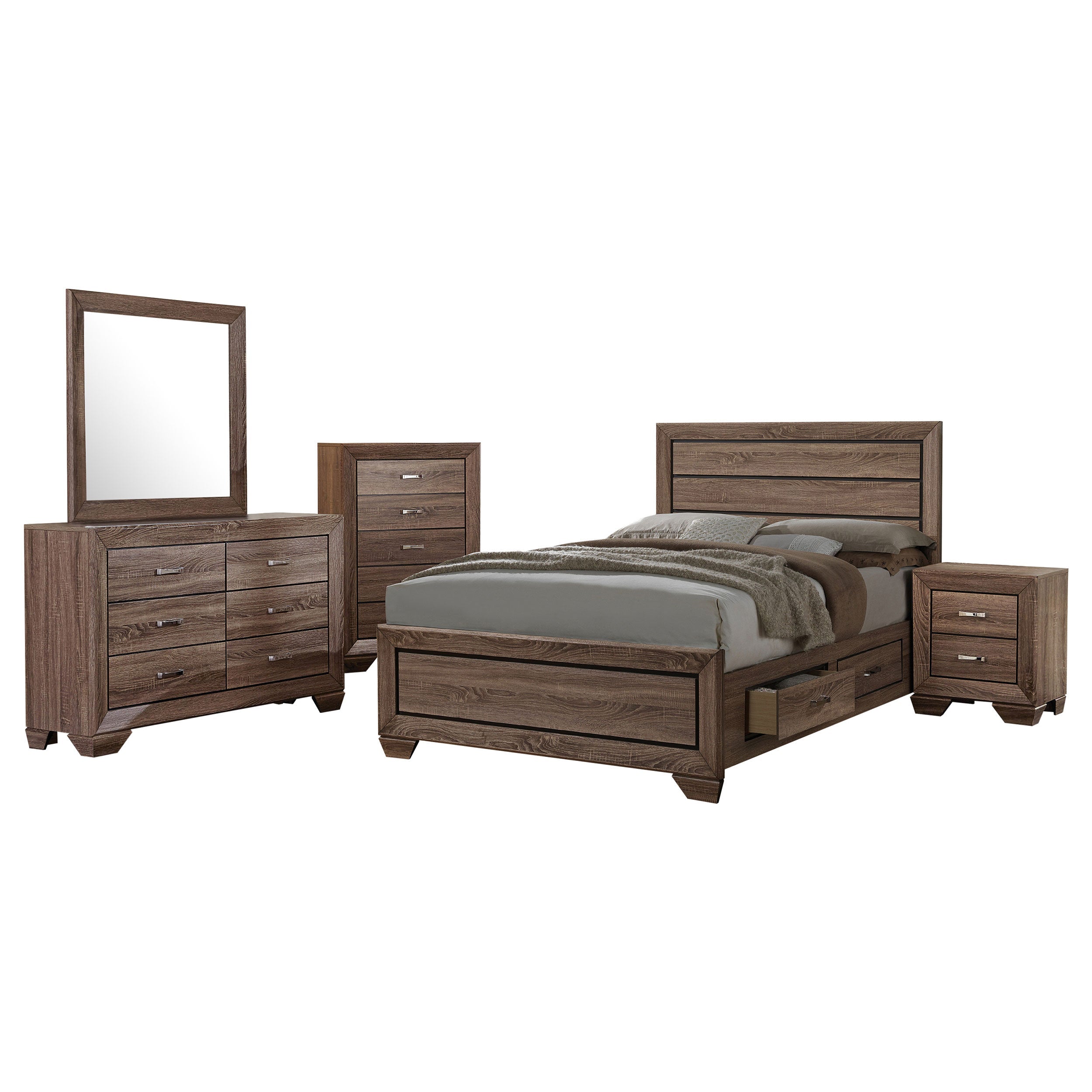 Kauffman California King Bedroom Set Dark Cocoa