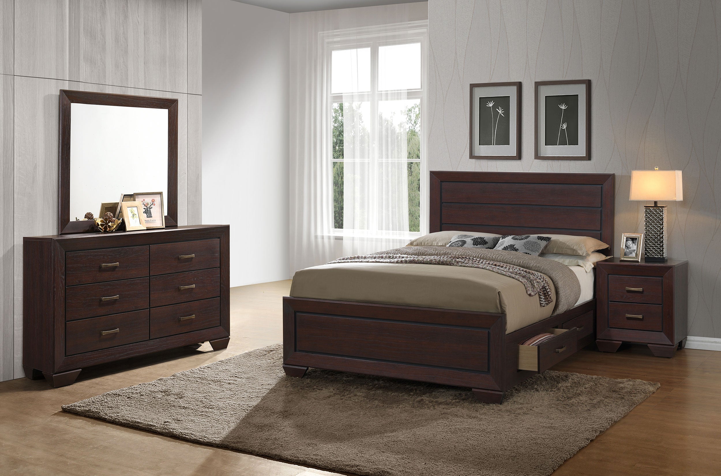 Kauffman California King Bedroom Set Dark Cocoa