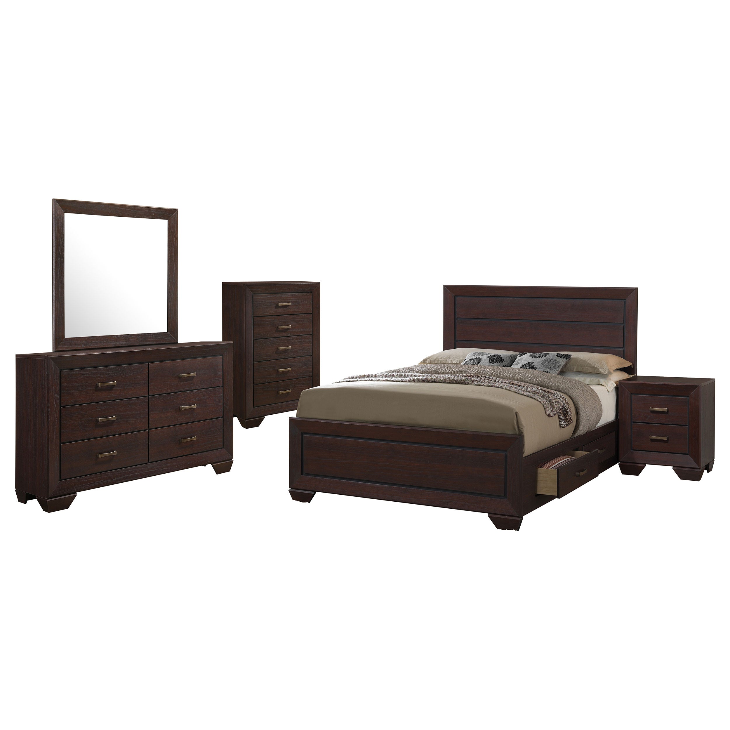 Kauffman California King Bedroom Set Dark Cocoa