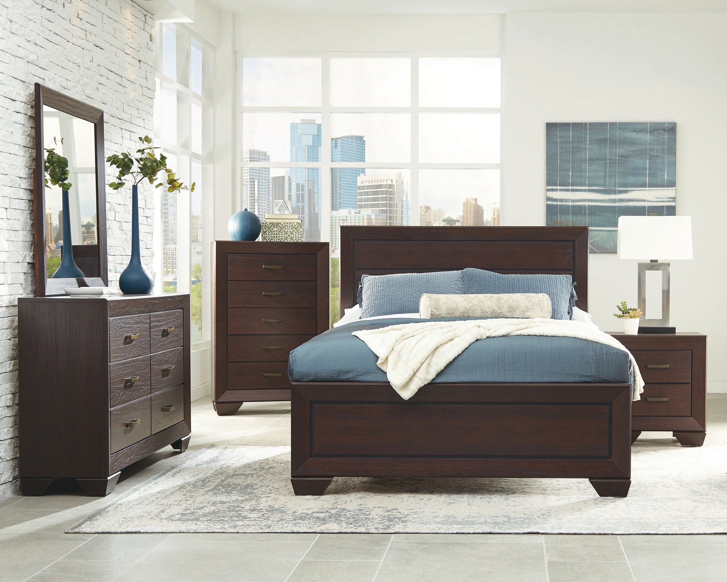 Kauffman California King Bedroom Set Dark Cocoa
